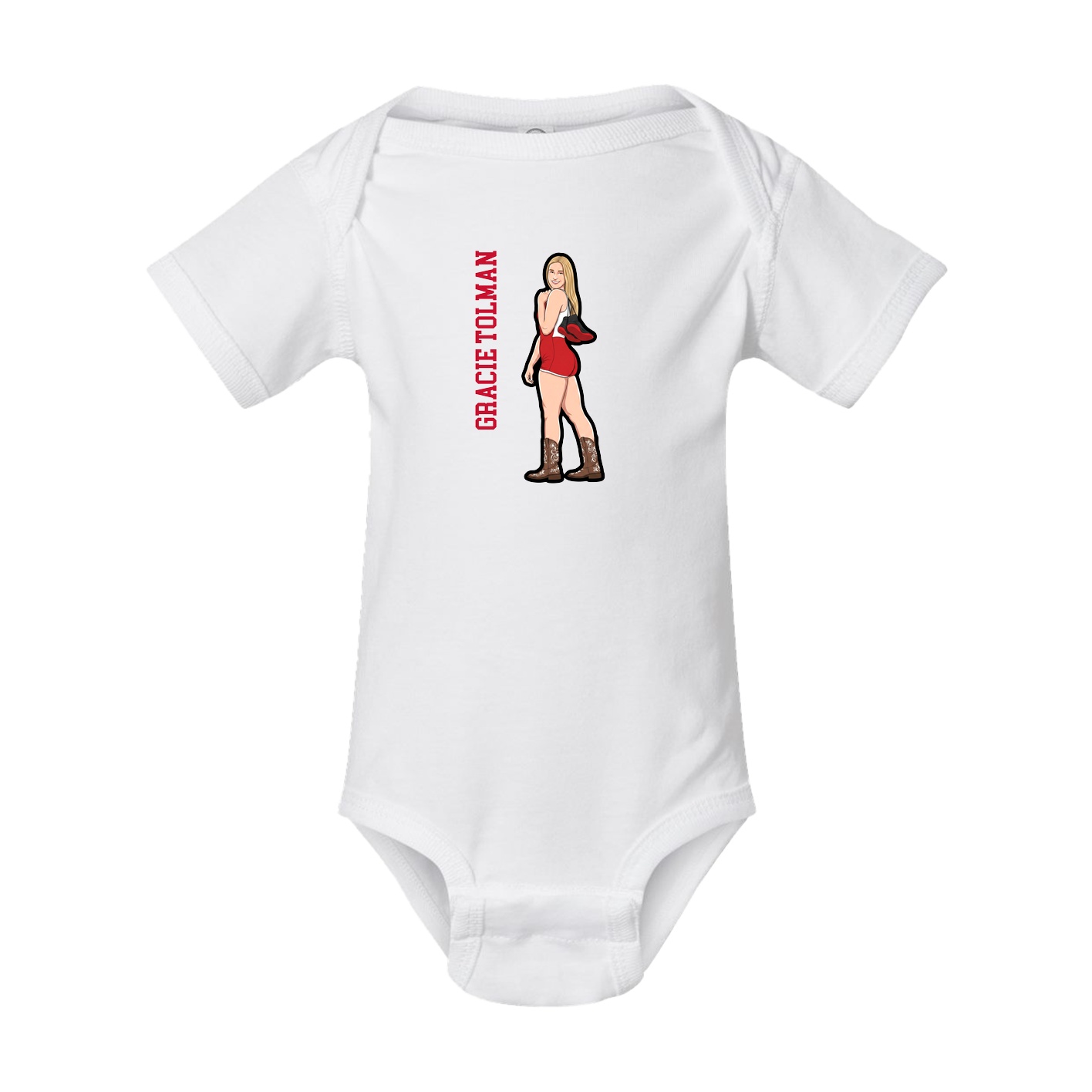 Baby Onesie — Name Vertical in White