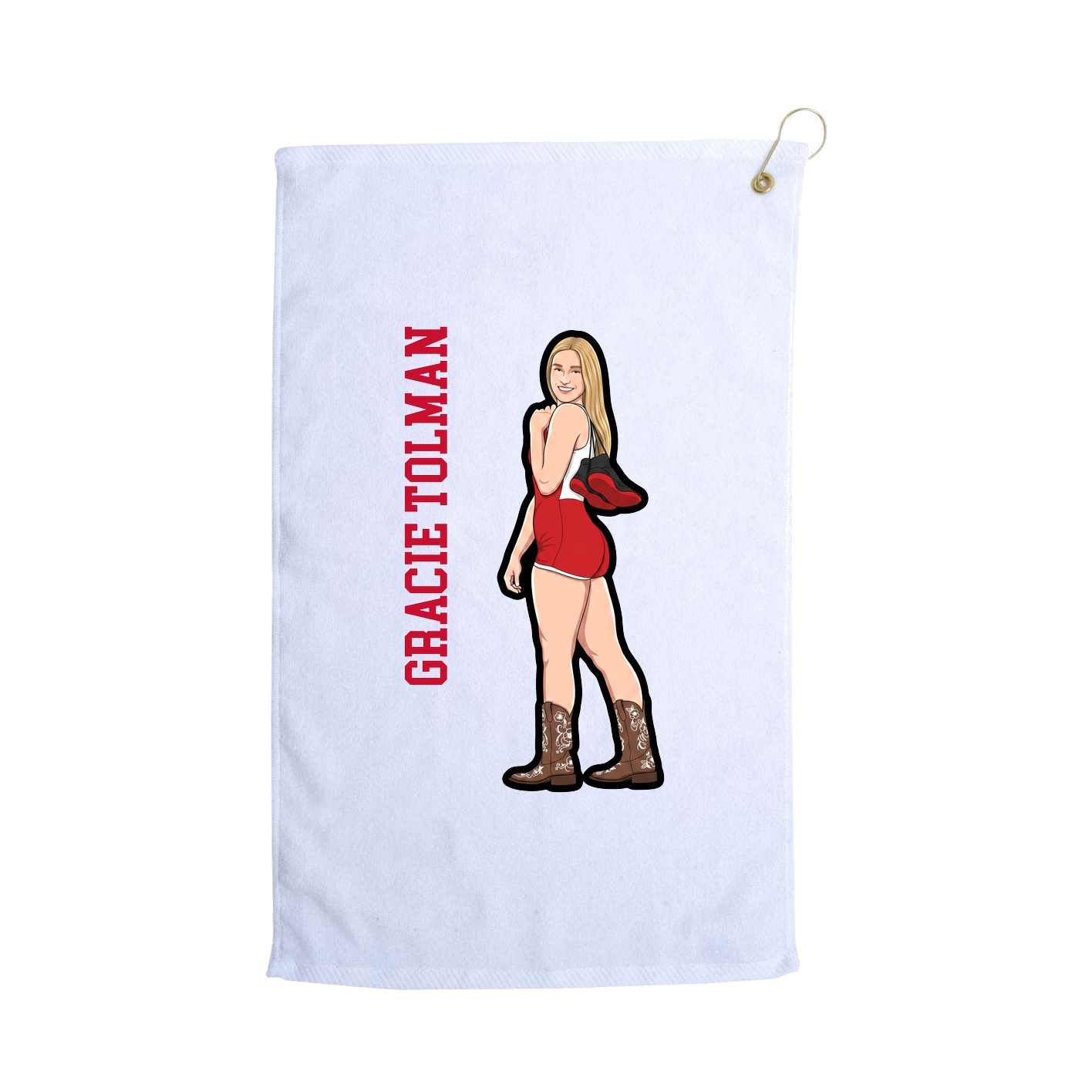 Golf Towel — Name Vertical in White