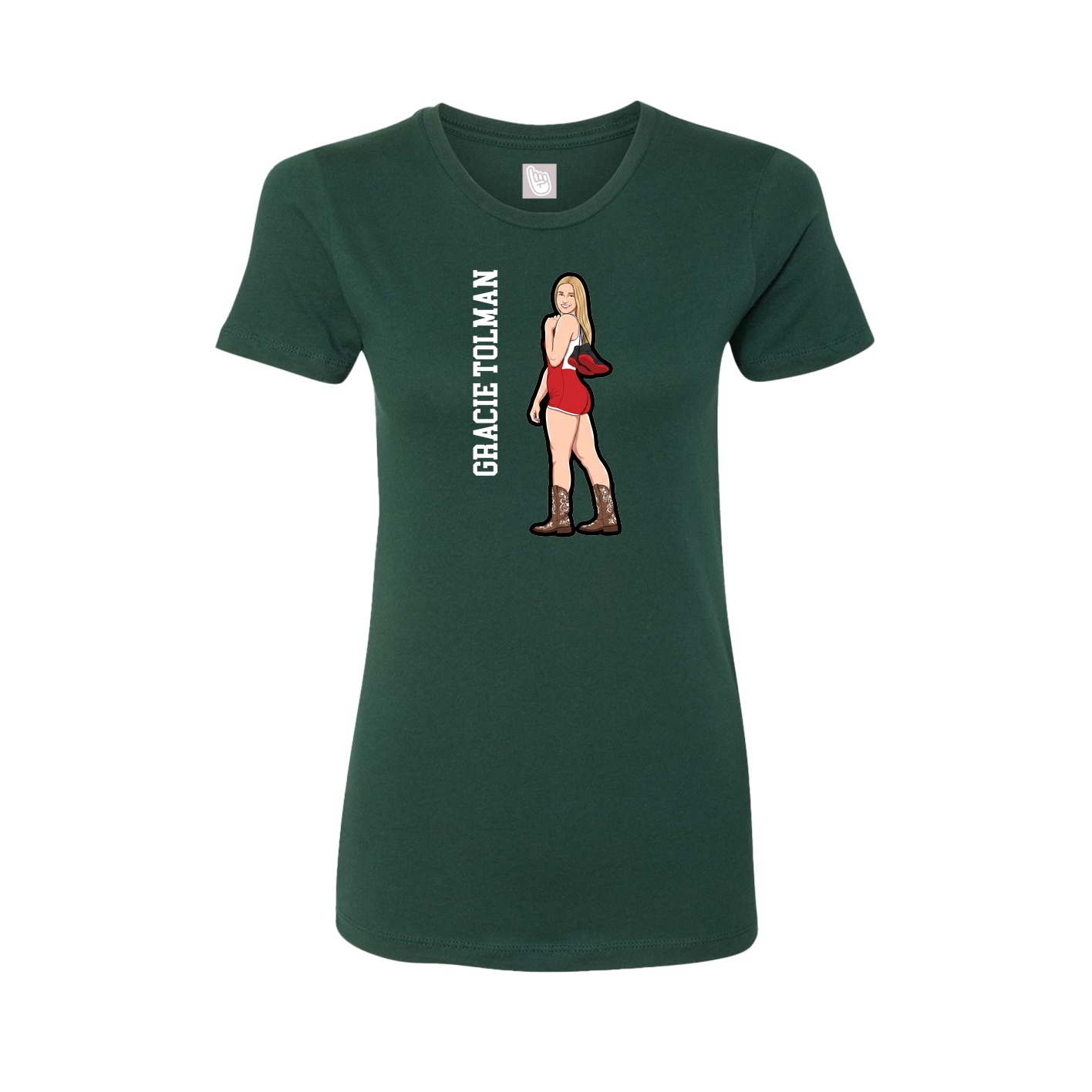 Womens Tee — Name Vertical in Green