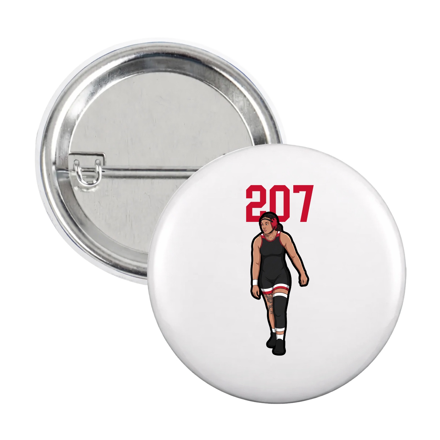 Game Day Button — Number Top in White