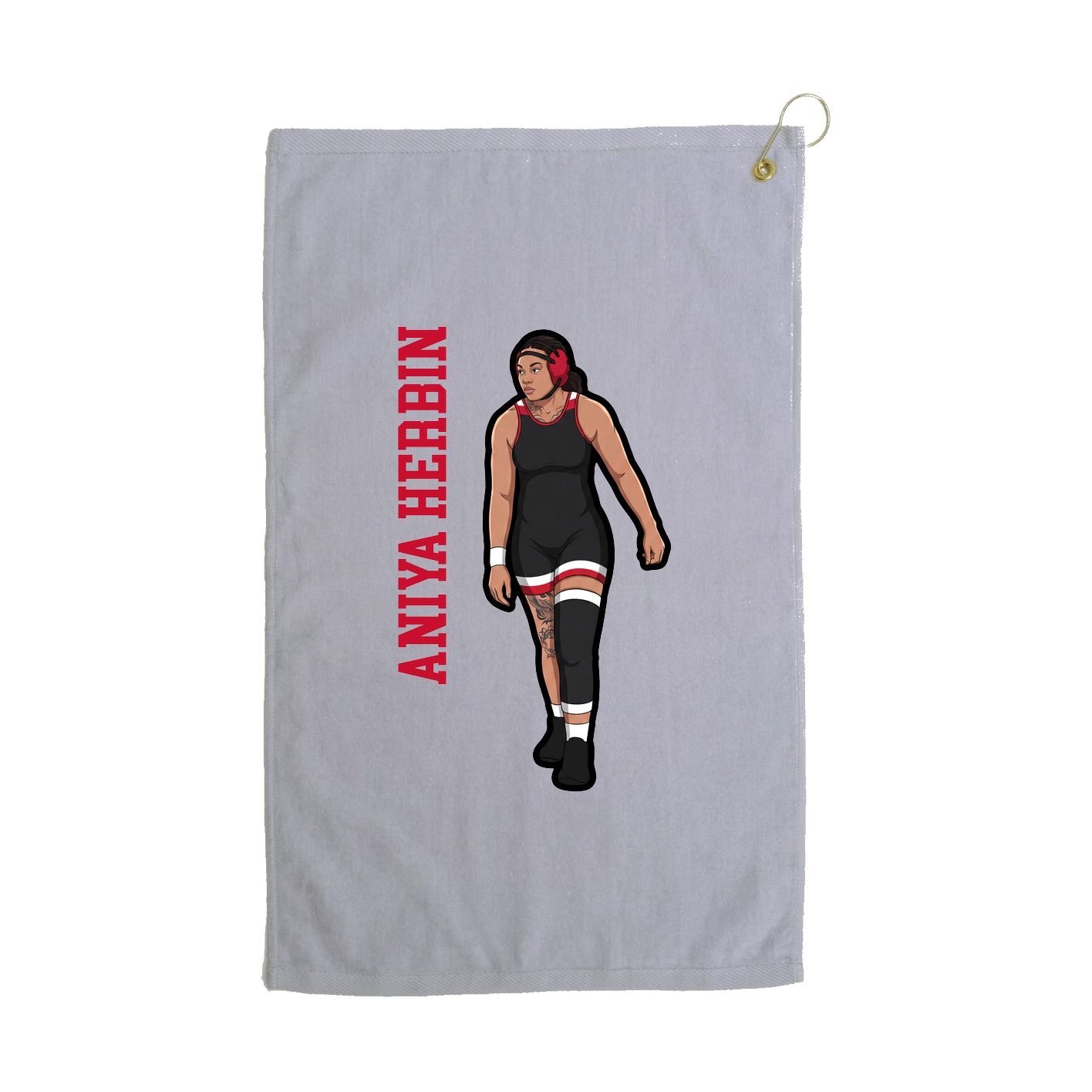 Golf Towel — Name Vertical in Grey