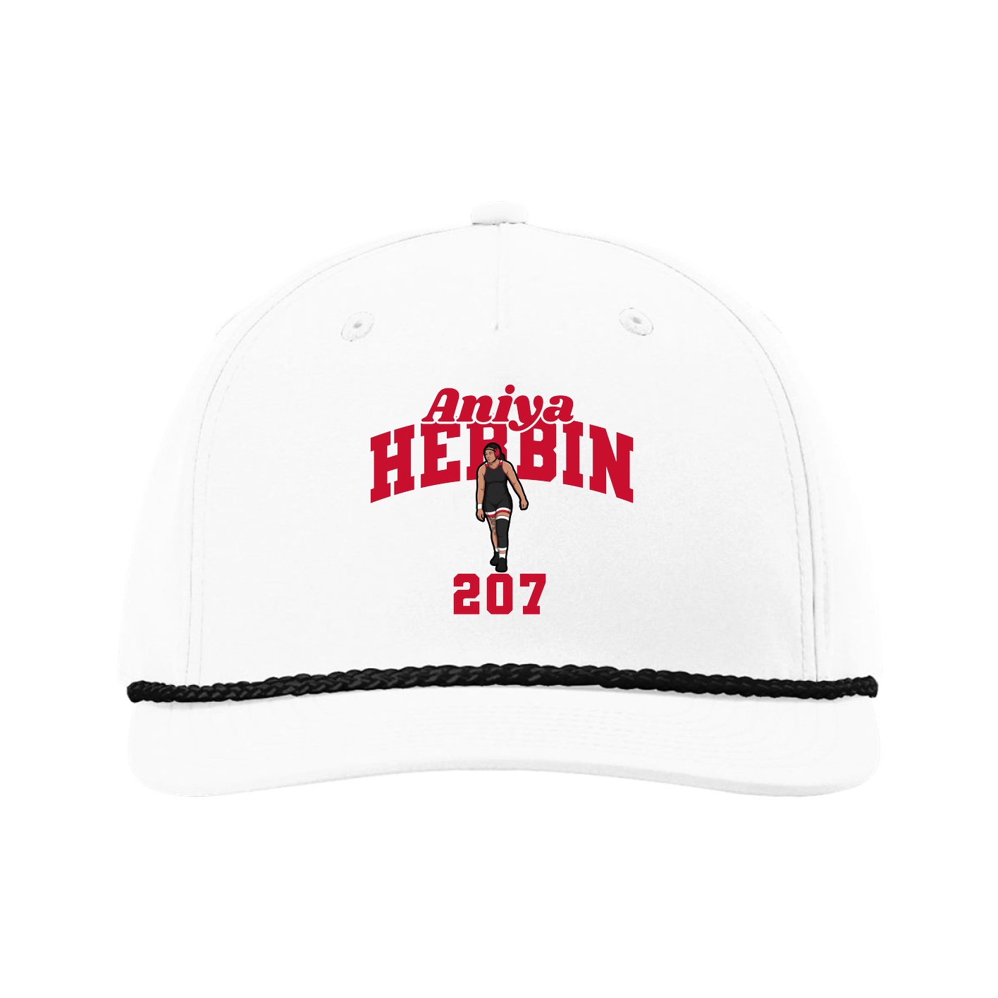Five-Panel Classic Rope Cap — Signature Arch in White