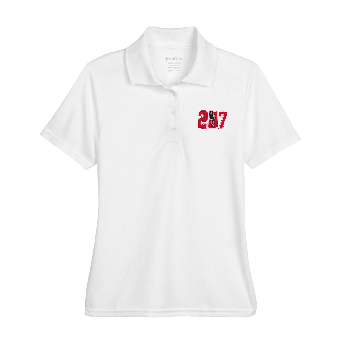 Womens Performance Polo — Number in White