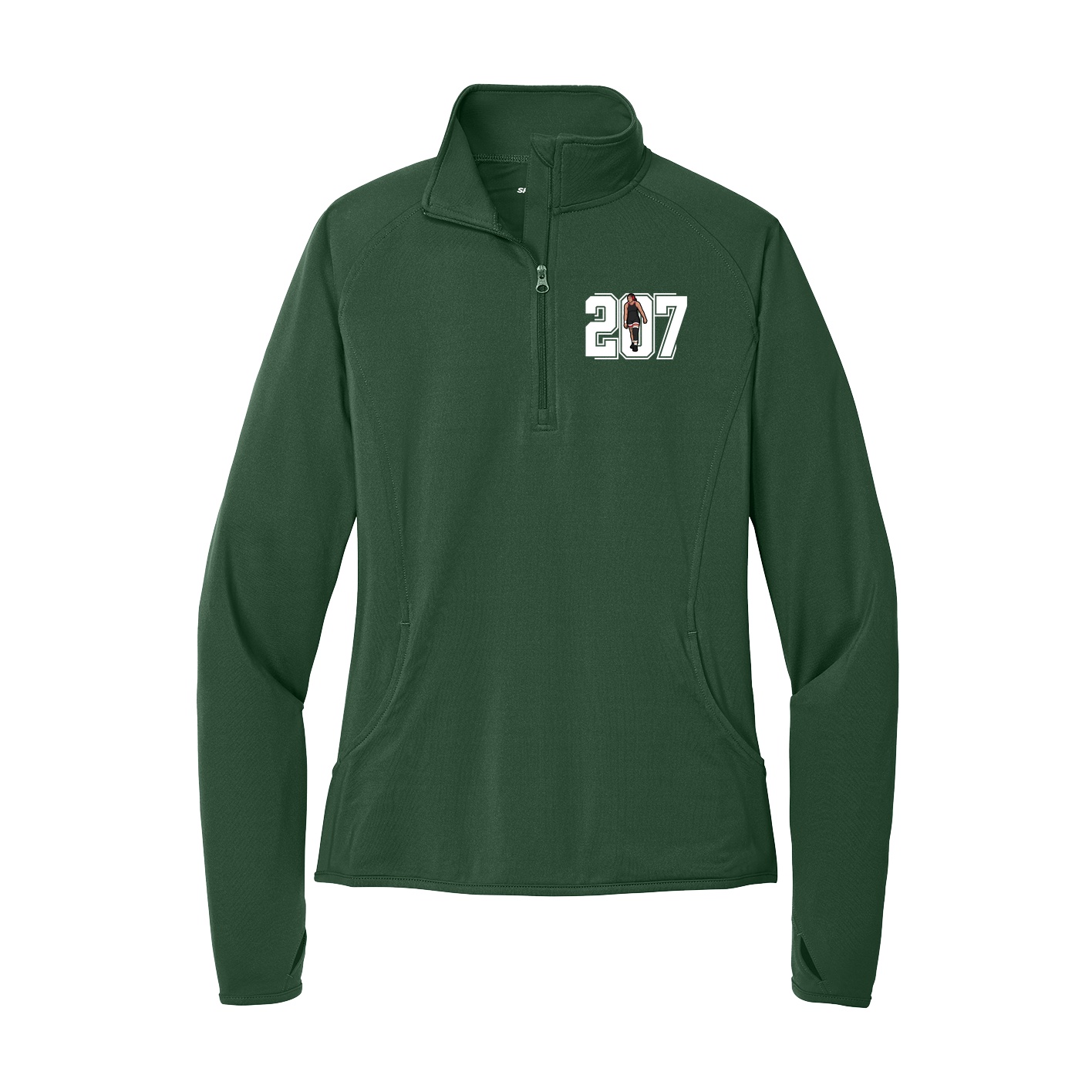 Women's Q-Zip Pullover — Number in Green