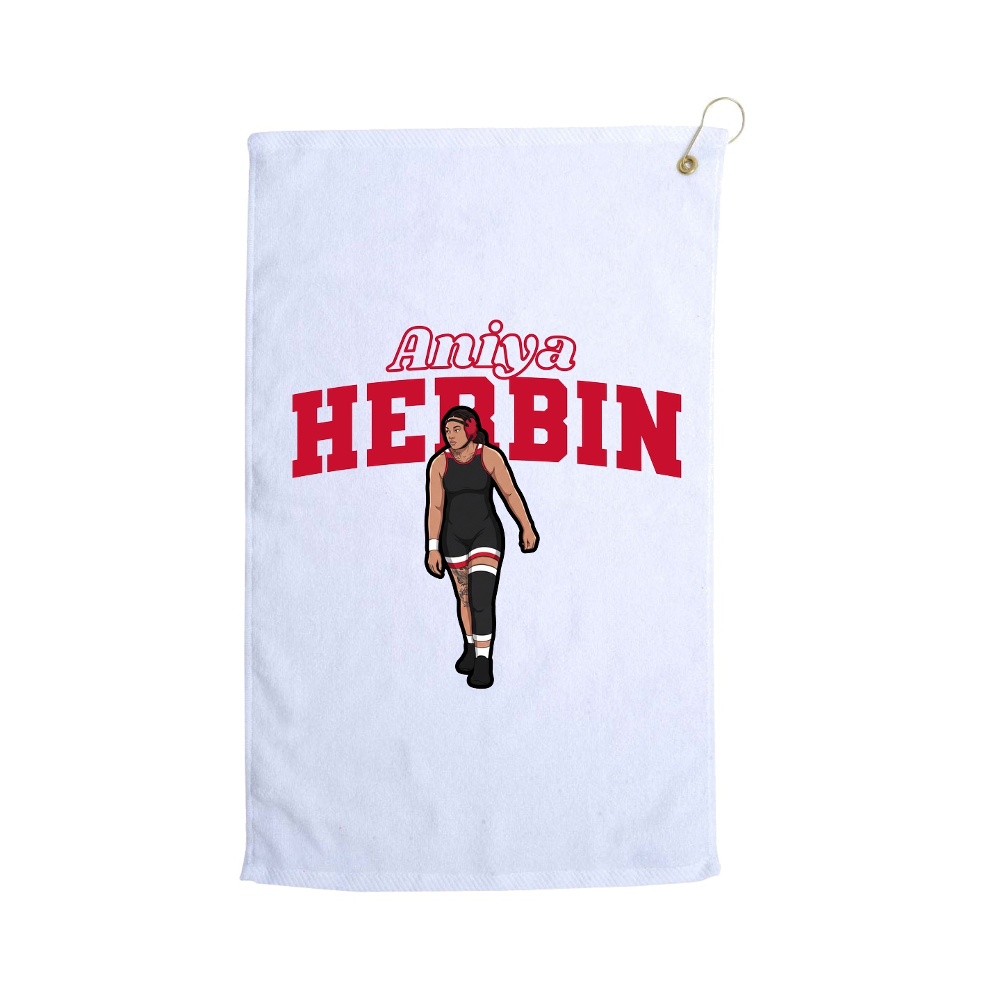 Golf Towel — Name Arch in White