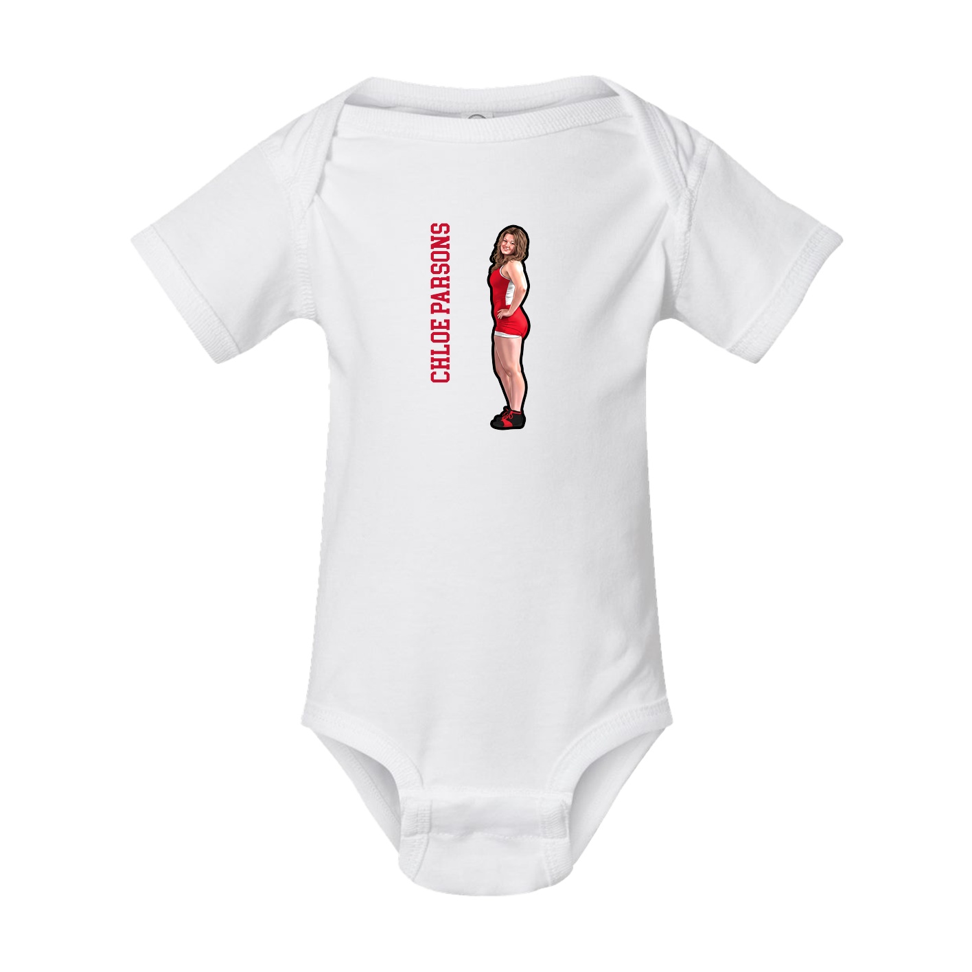 Baby Onesie — Name Vertical in White