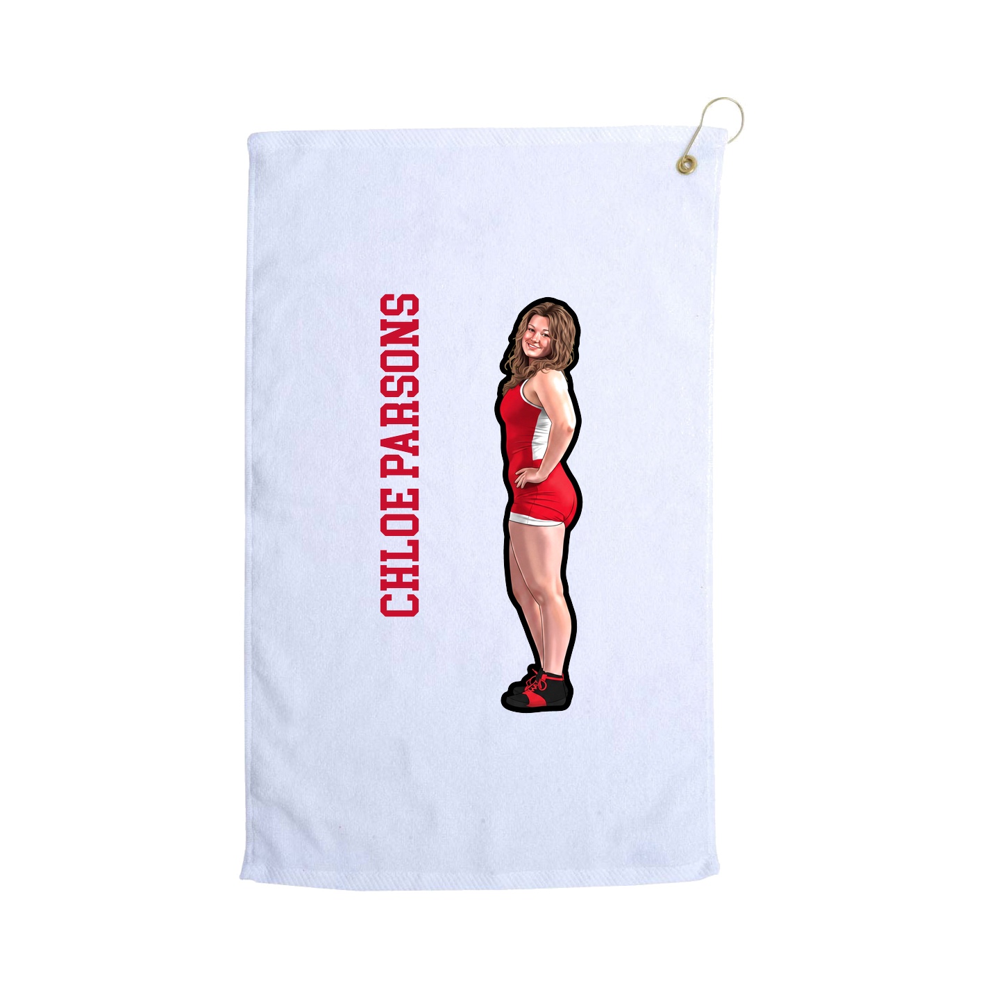 Golf Towel — Name Vertical in White