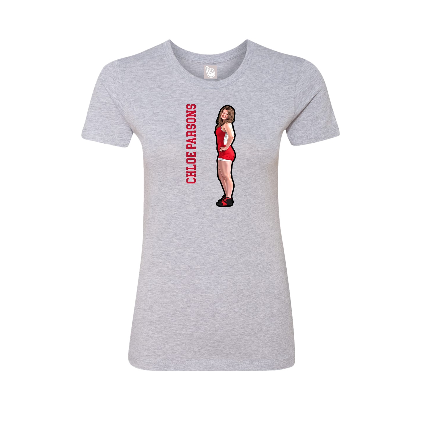 Fitted Women's Tee — Name Vertical in Grey