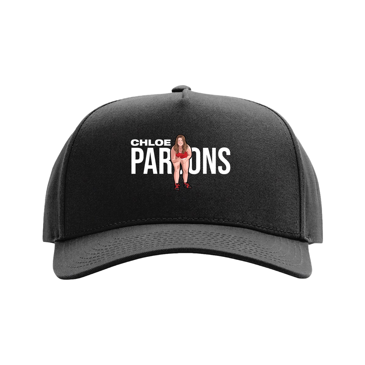 Full Fabric Five-Panel Champ Cap — Player Name in Black