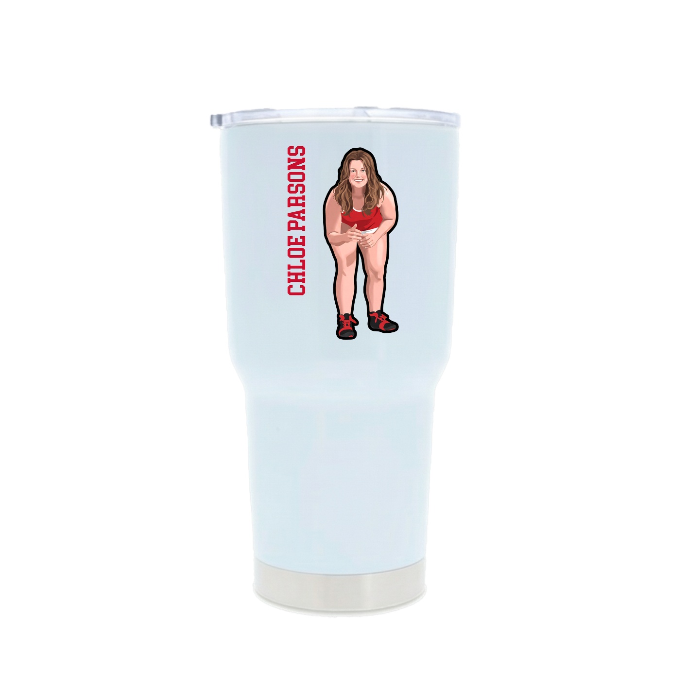 30oz Stainless Steel Tumbler — Name Vertical in White