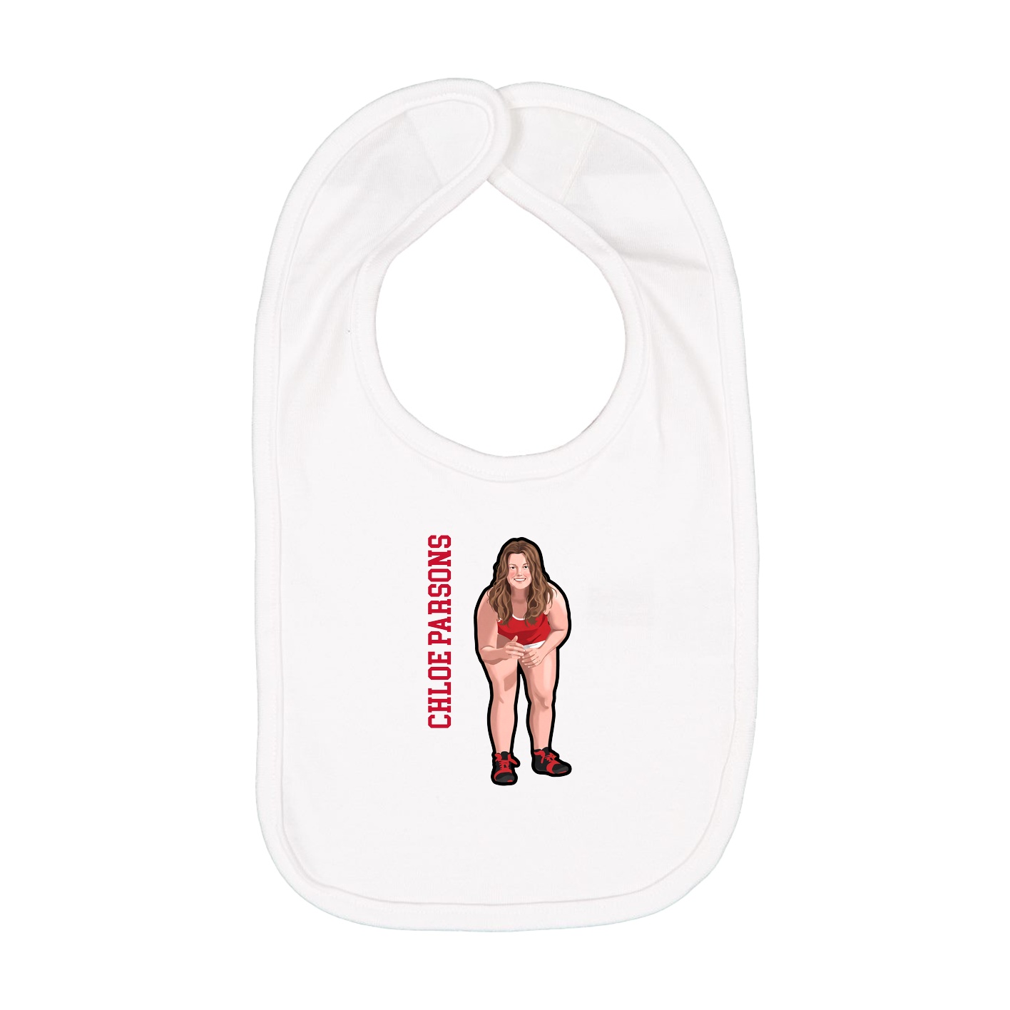 Infant Bib — Name Vertical in White