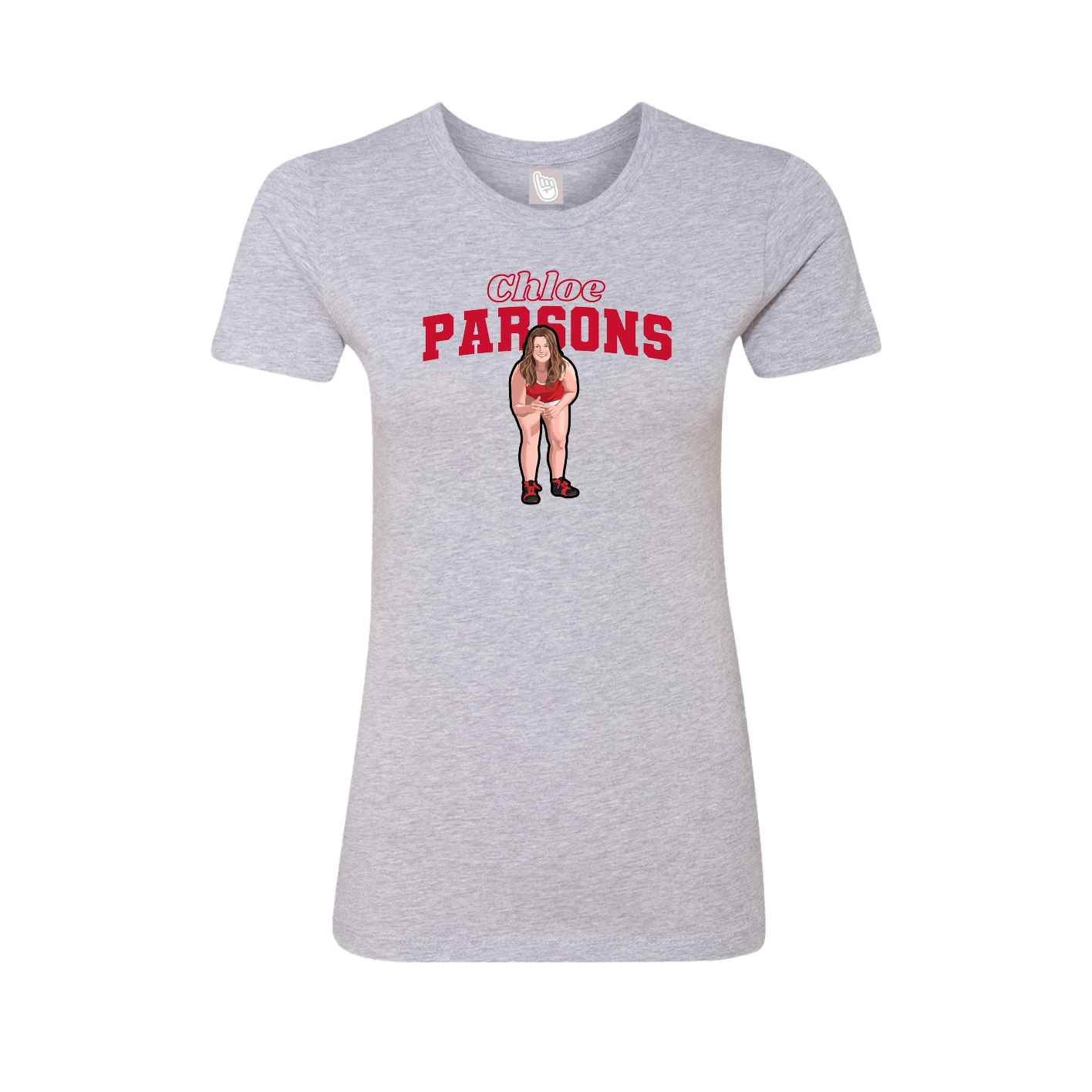Fitted Women's Tee — Name Arch in Grey