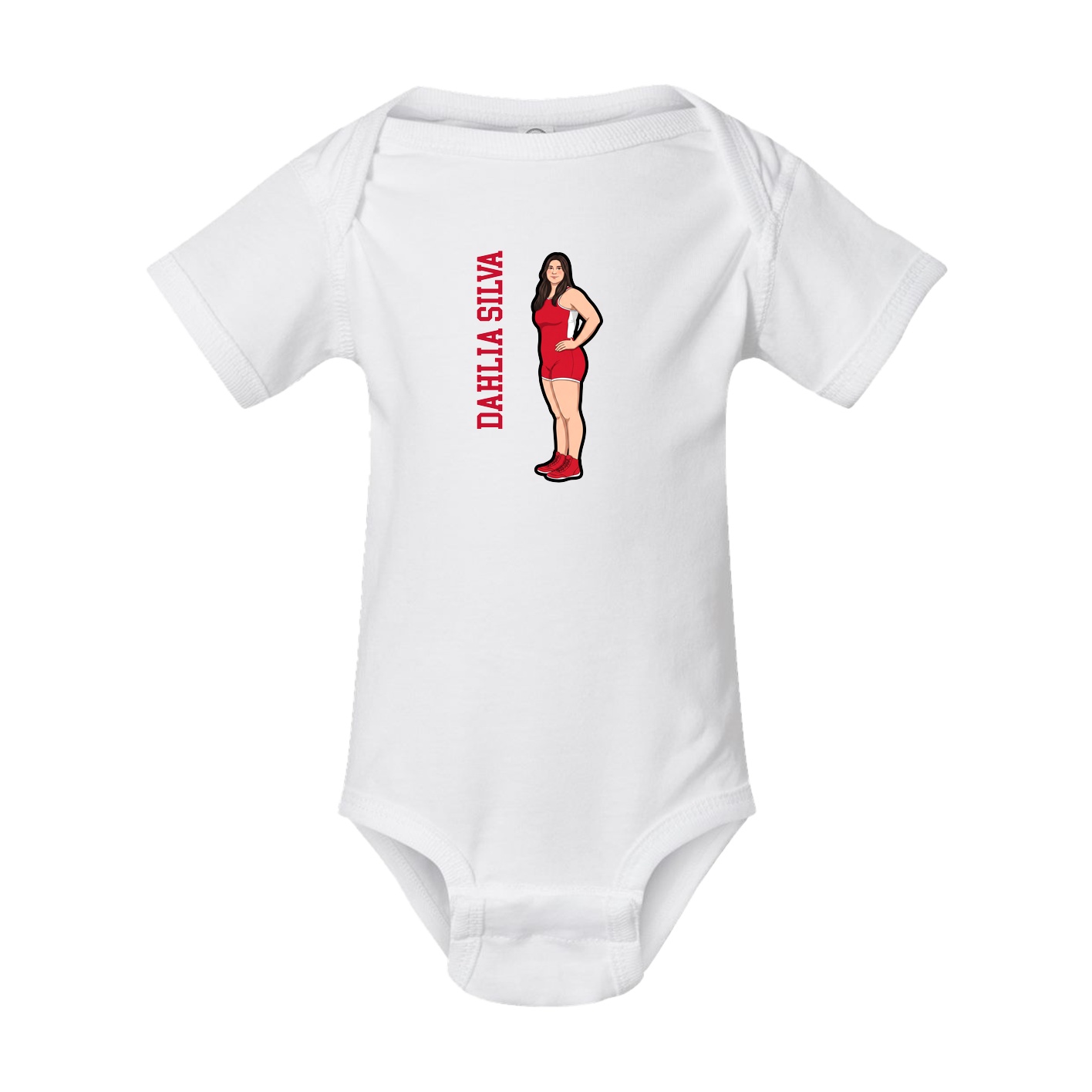 Baby Onesie — Name Vertical in White