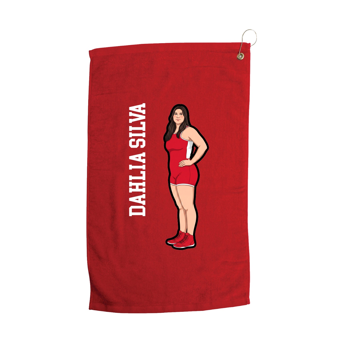 Golf Towel — Name Vertical in Red