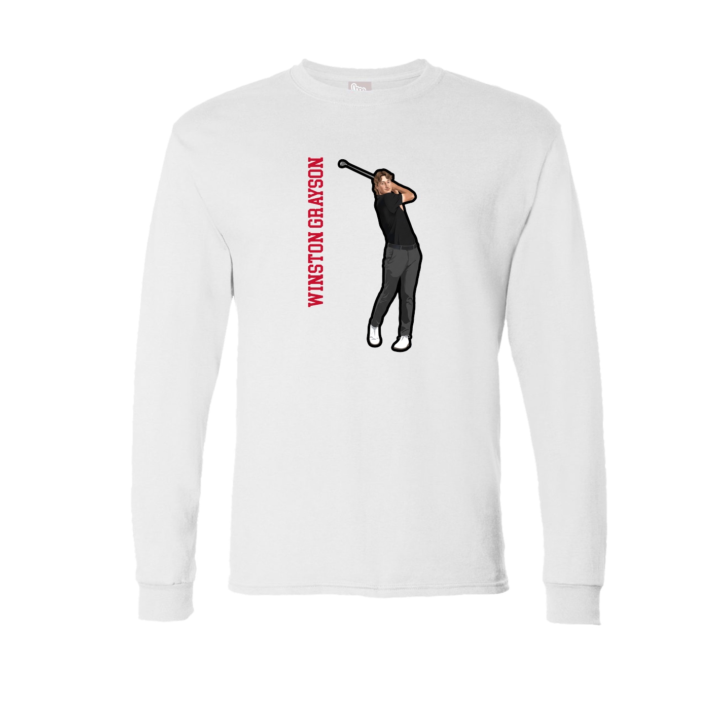 Long Sleeve Tee — Name Vertical in White