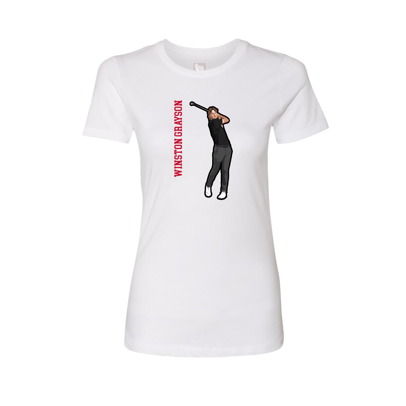 Womens Tee — Name Vertical in White