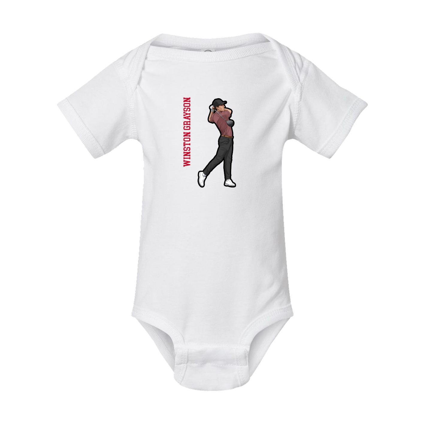 Baby Onesie — Name Vertical in White