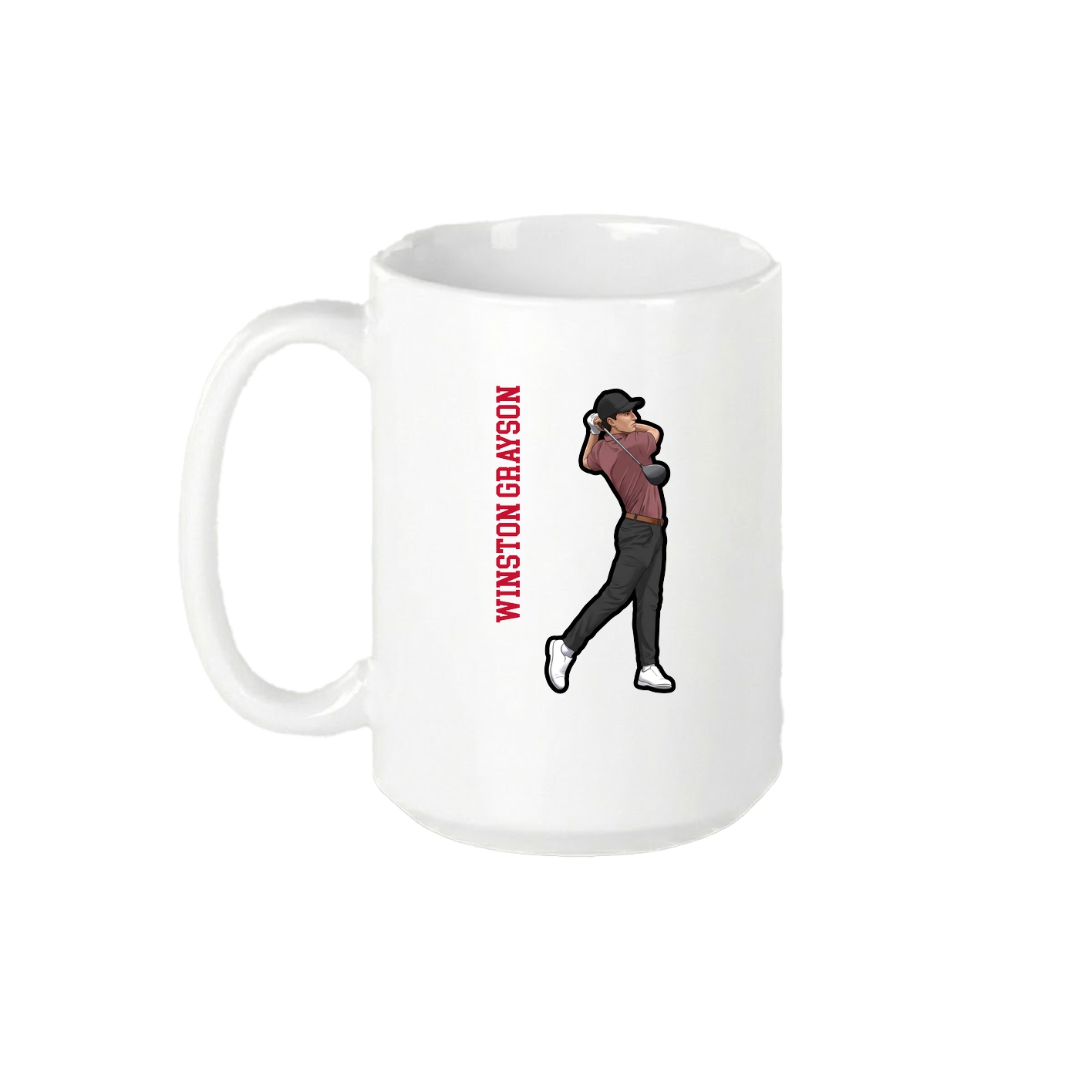 15oz Coffee Mug — Name Vertical in White