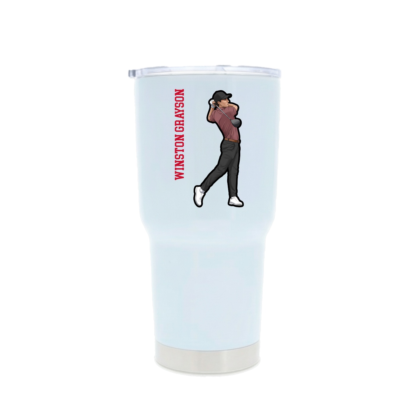 30oz Stainless Steel Tumbler — Name Vertical in White