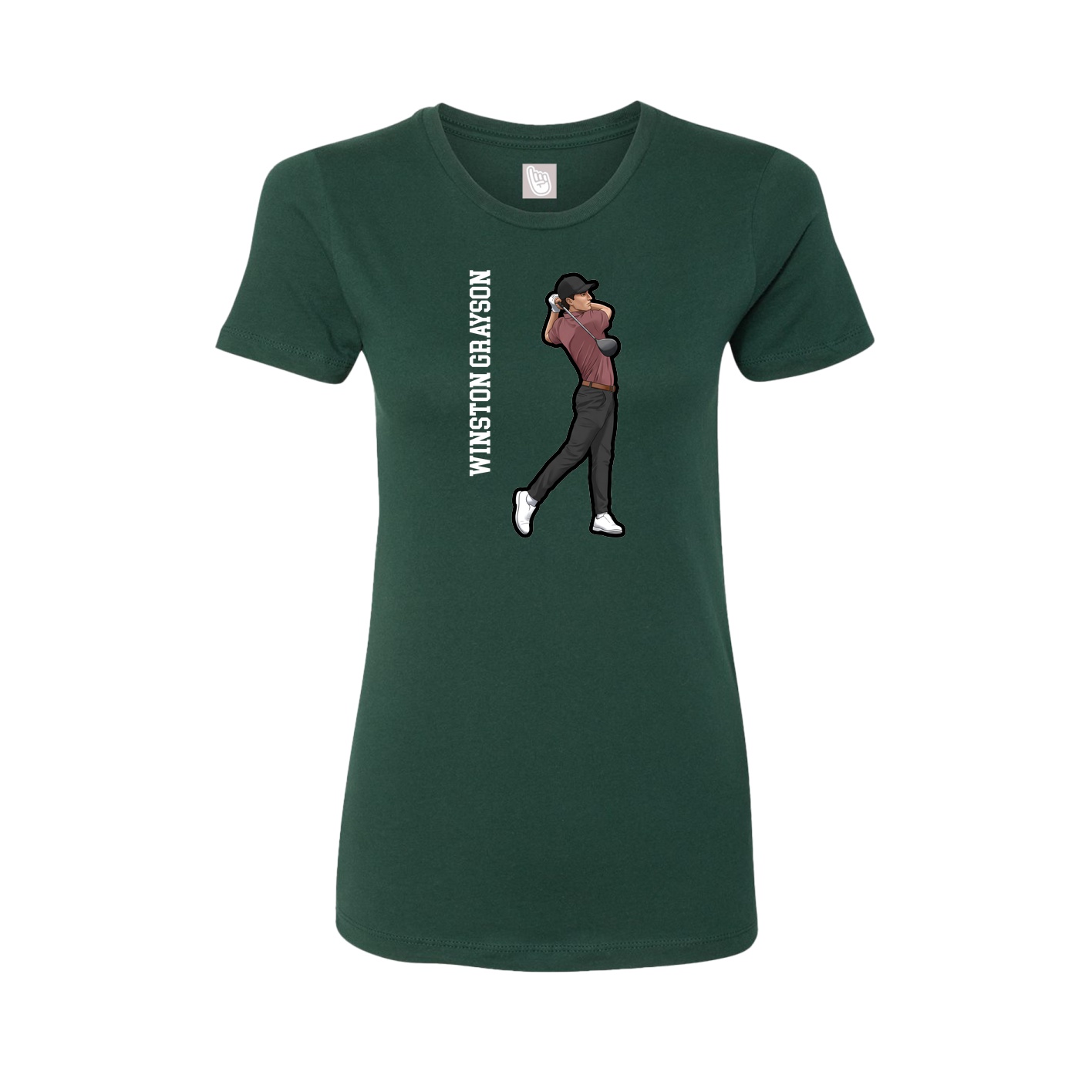 Fitted Women's Tee — Name Vertical in Green