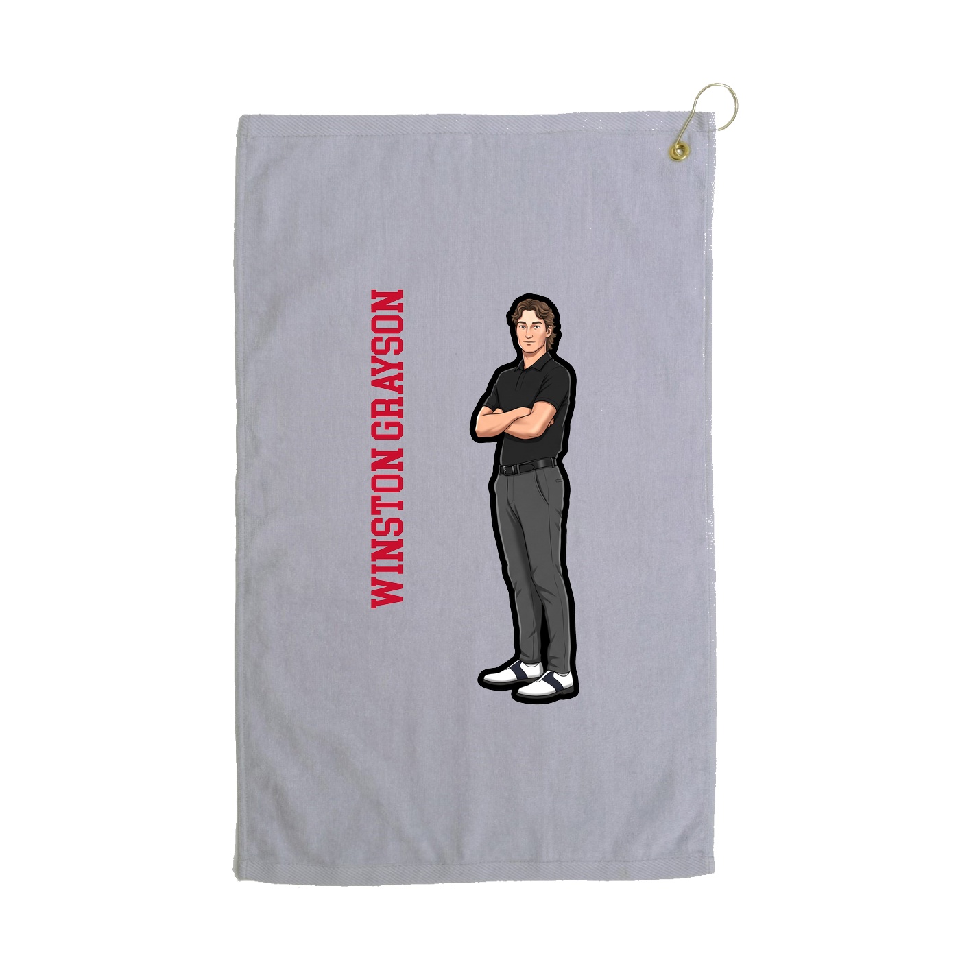 Golf Towel — Name Vertical in Grey