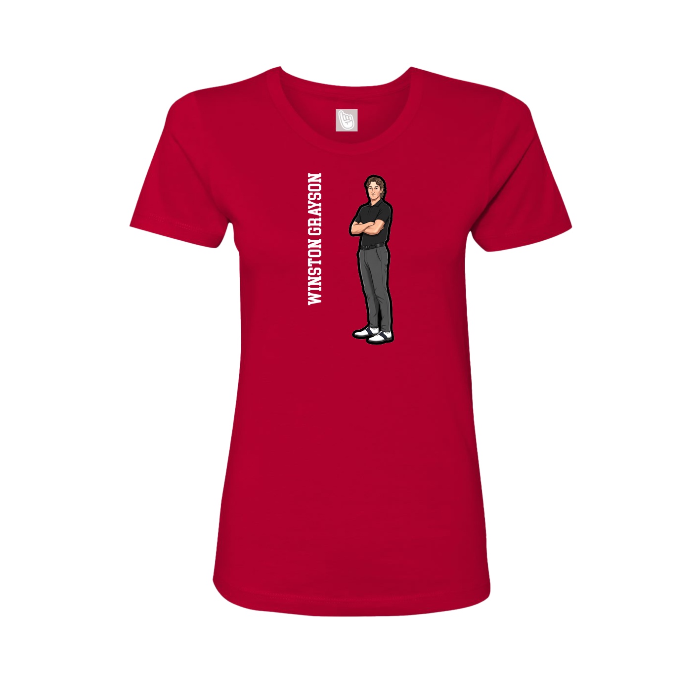 Womens Tee — Name Vertical in Red