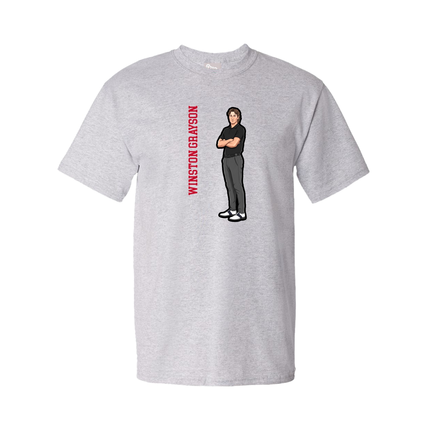 Youth Tee — Name Vertical in Grey