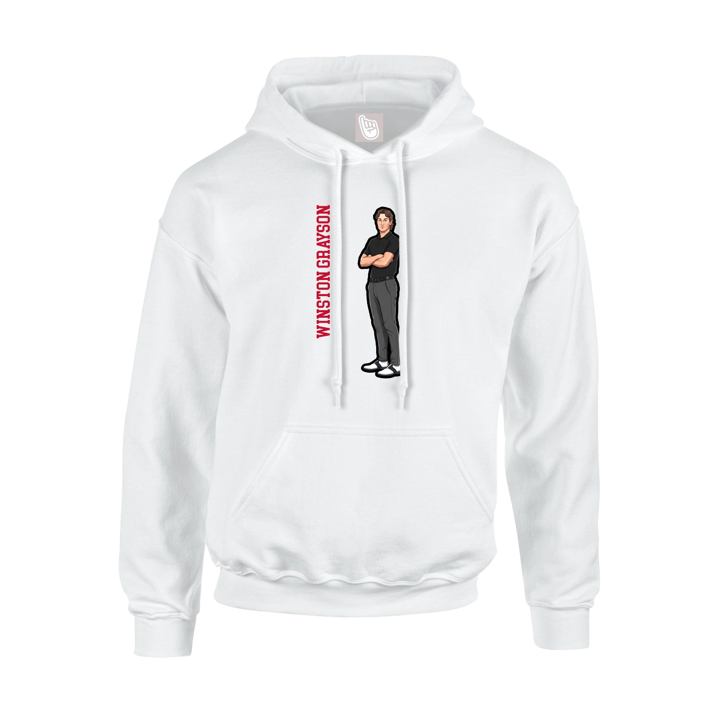 Youth Hoodie — Name Vertical in White