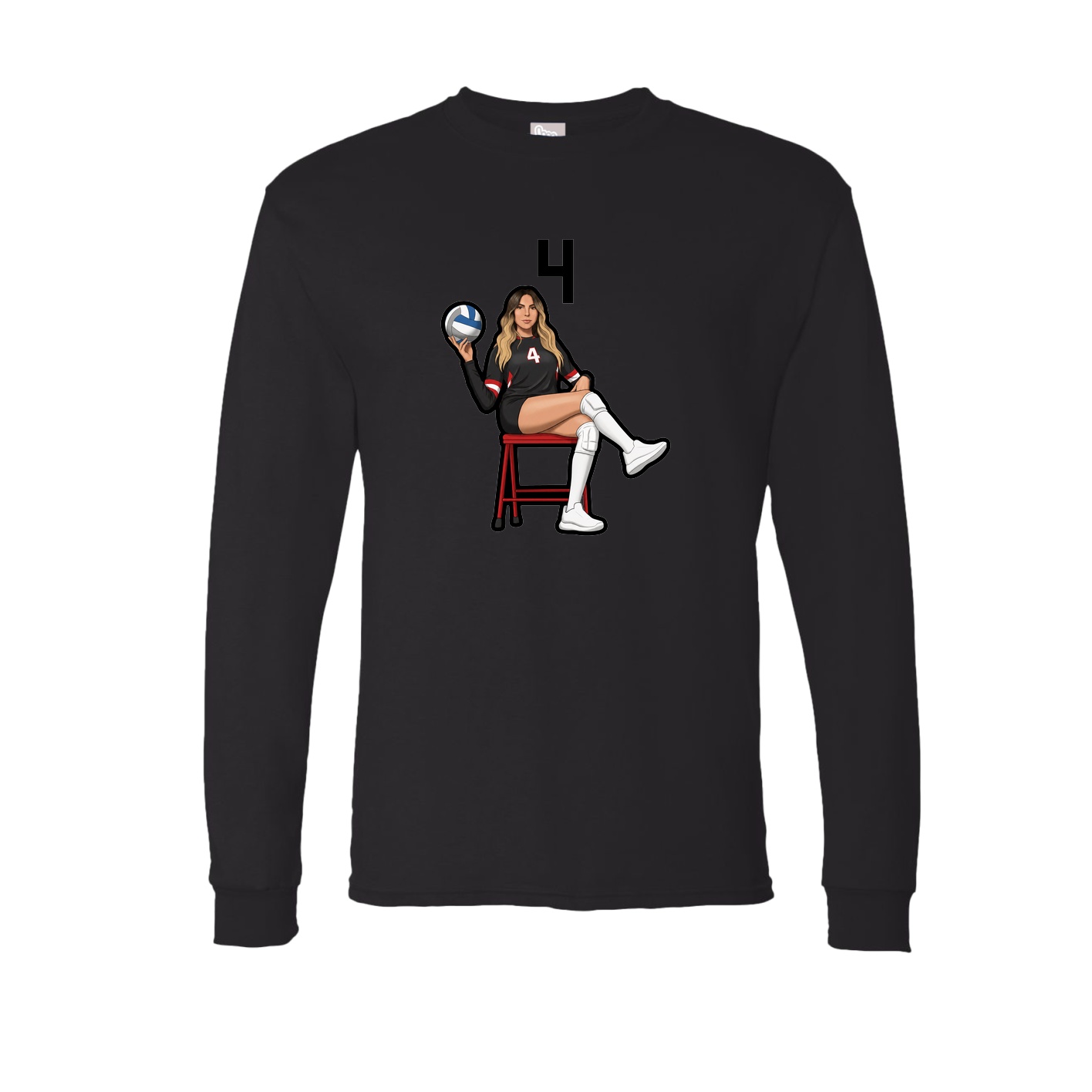 Long Sleeve Tee — Number Top in Black