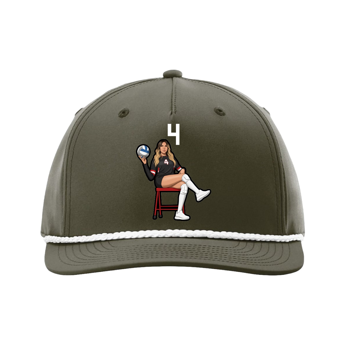 Five-Panel Classic Rope Cap — Number Top in Green