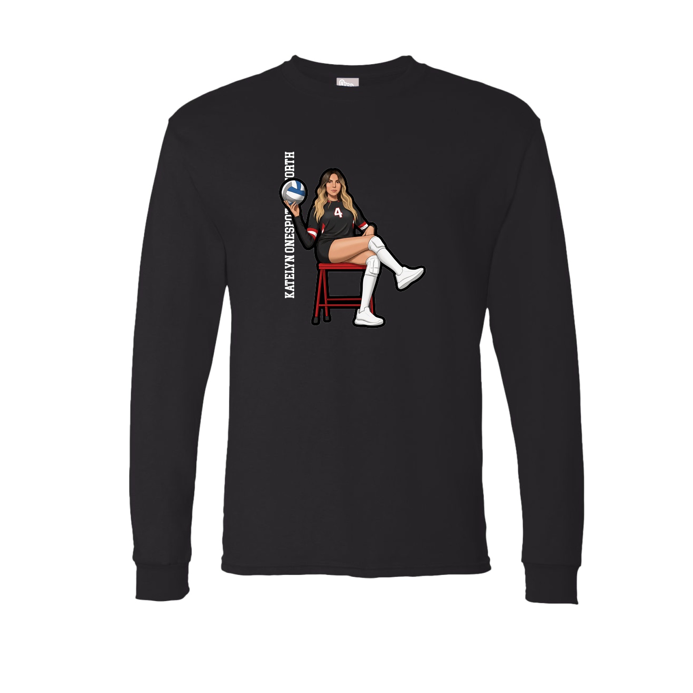 Long Sleeve Tee — Name Vertical in Black