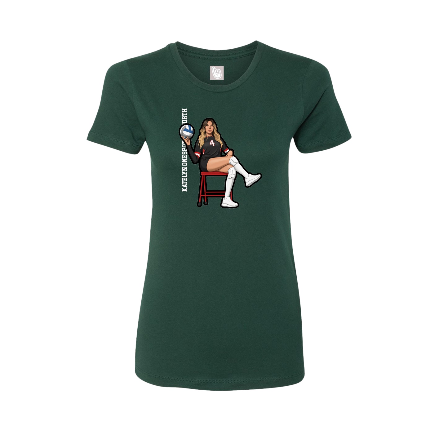 Fitted Women's Tee — Name Vertical in Green