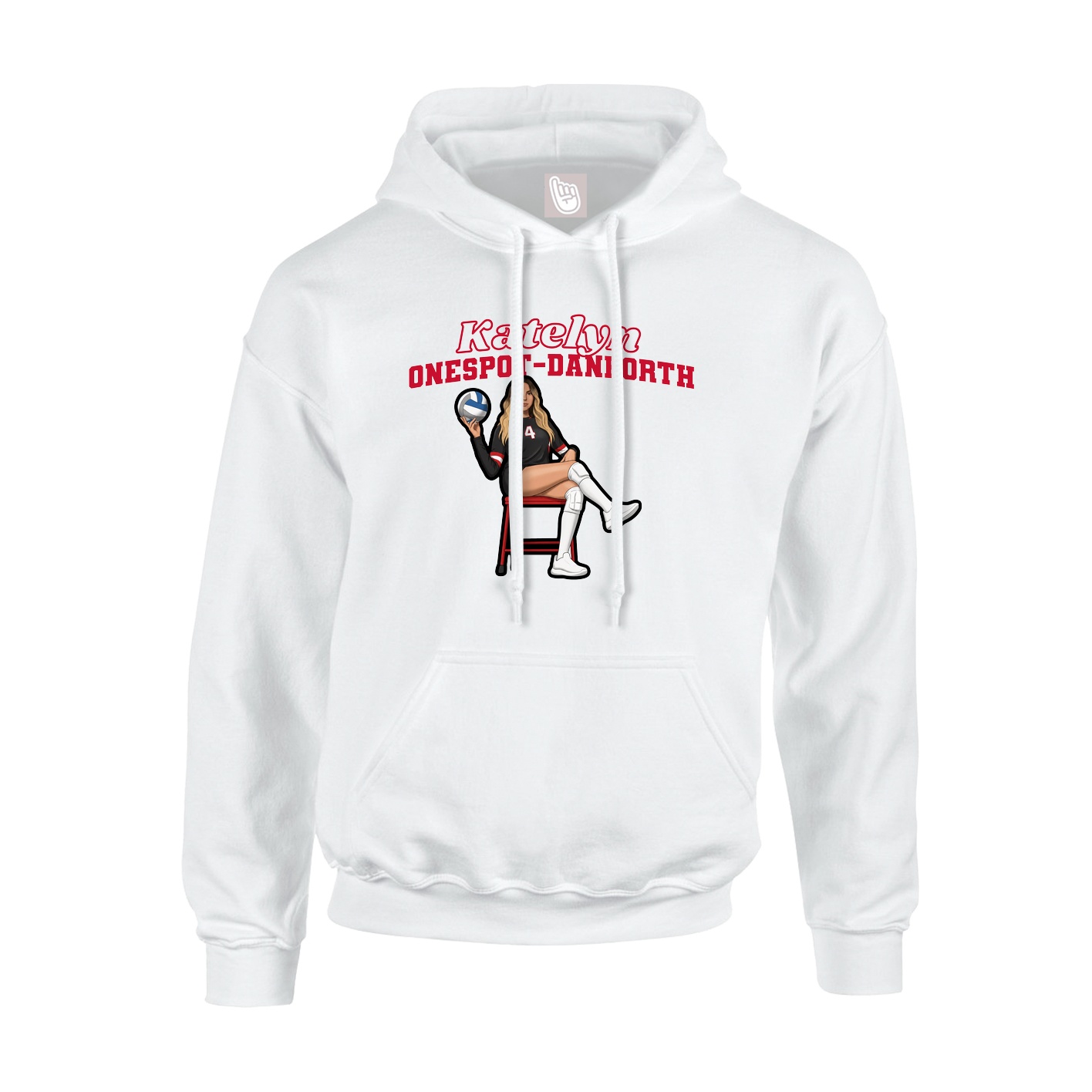 Youth Hoodie — Name Arch in White