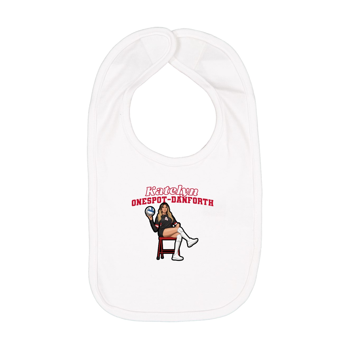 Infant Bib — Name Arch in White