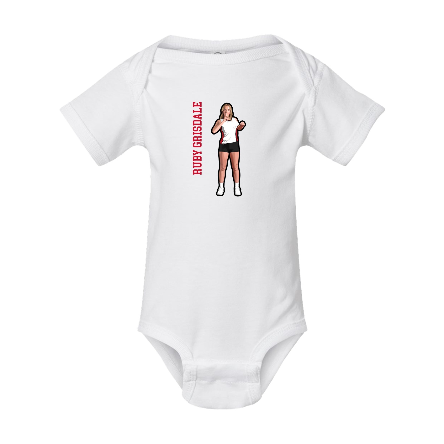Baby Onesie — Name Vertical in White
