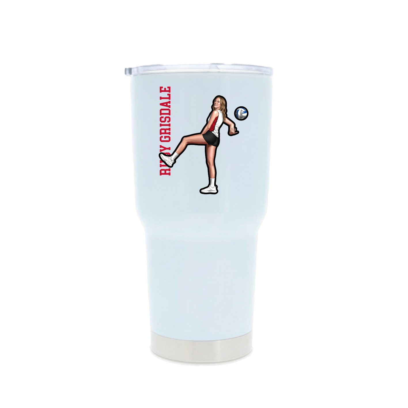 30oz Stainless Steel Tumbler — Name Vertical in White
