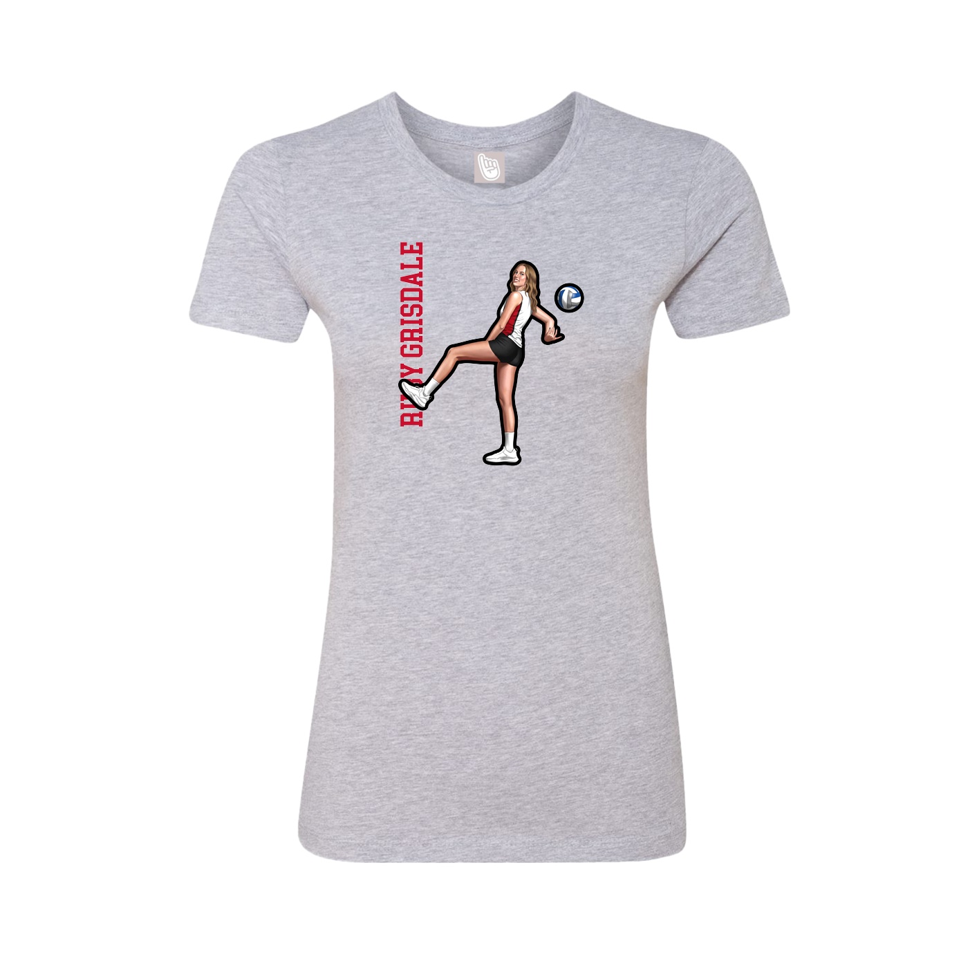 Fitted Women's Tee — Name Vertical in Grey