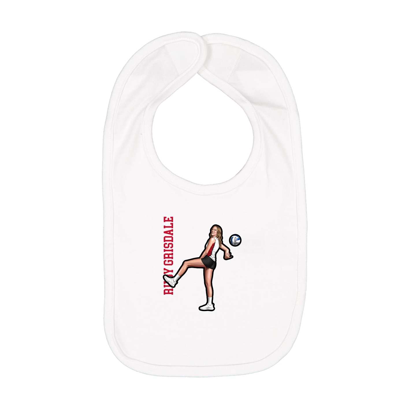 Infant Bib — Name Vertical in White