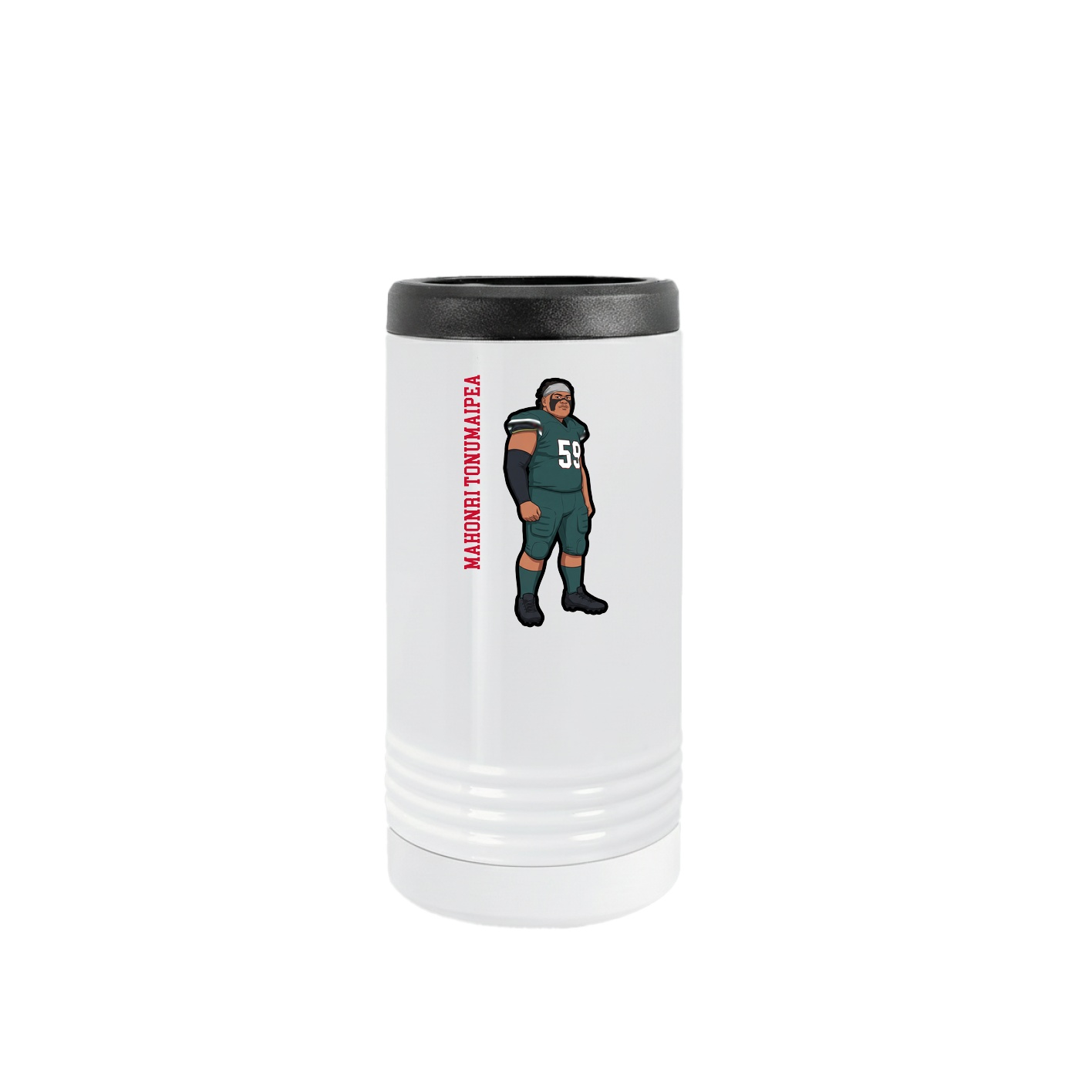 Slim Beverage Holder — Name Vertical in White
