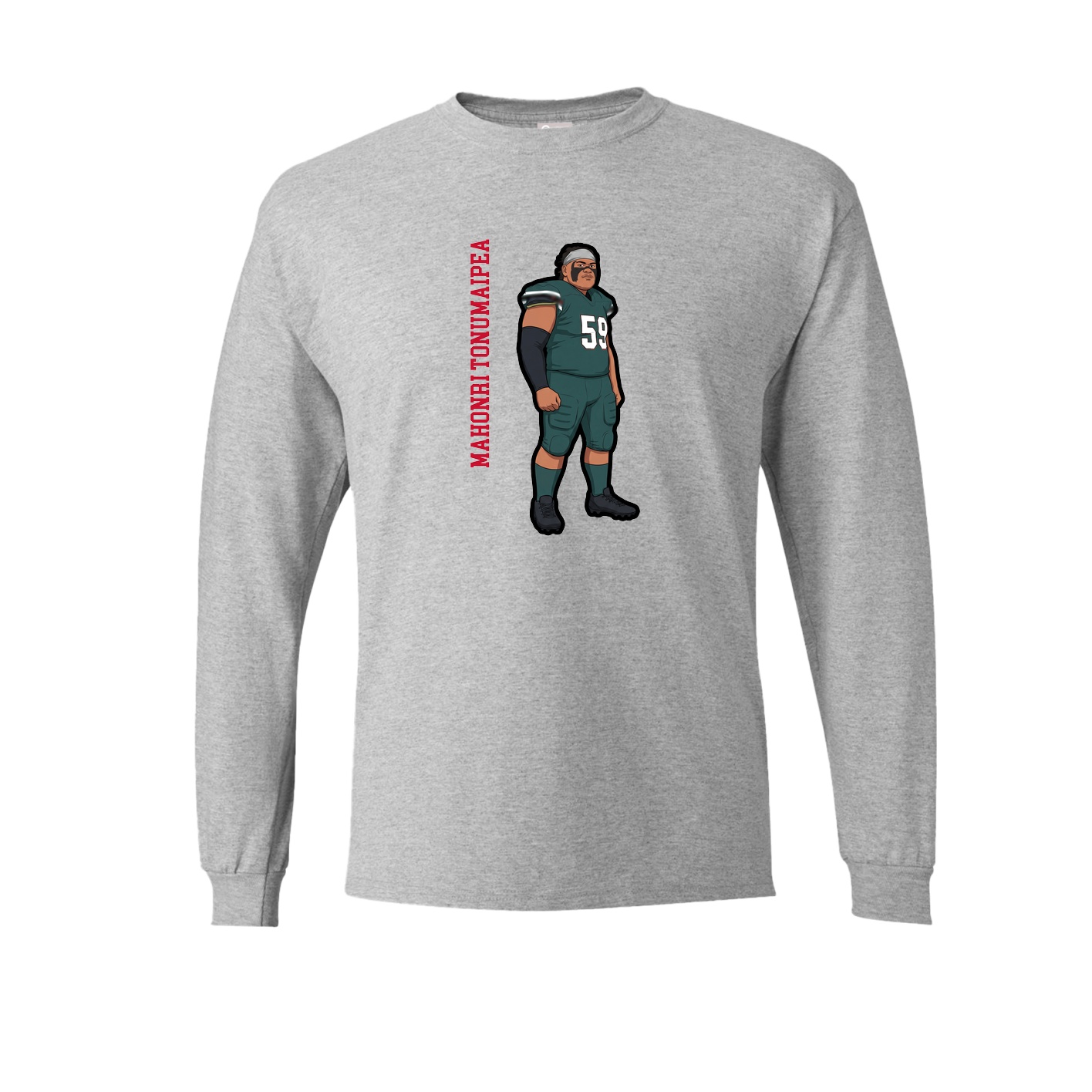 Long Sleeve Tee — Name Vertical in Grey