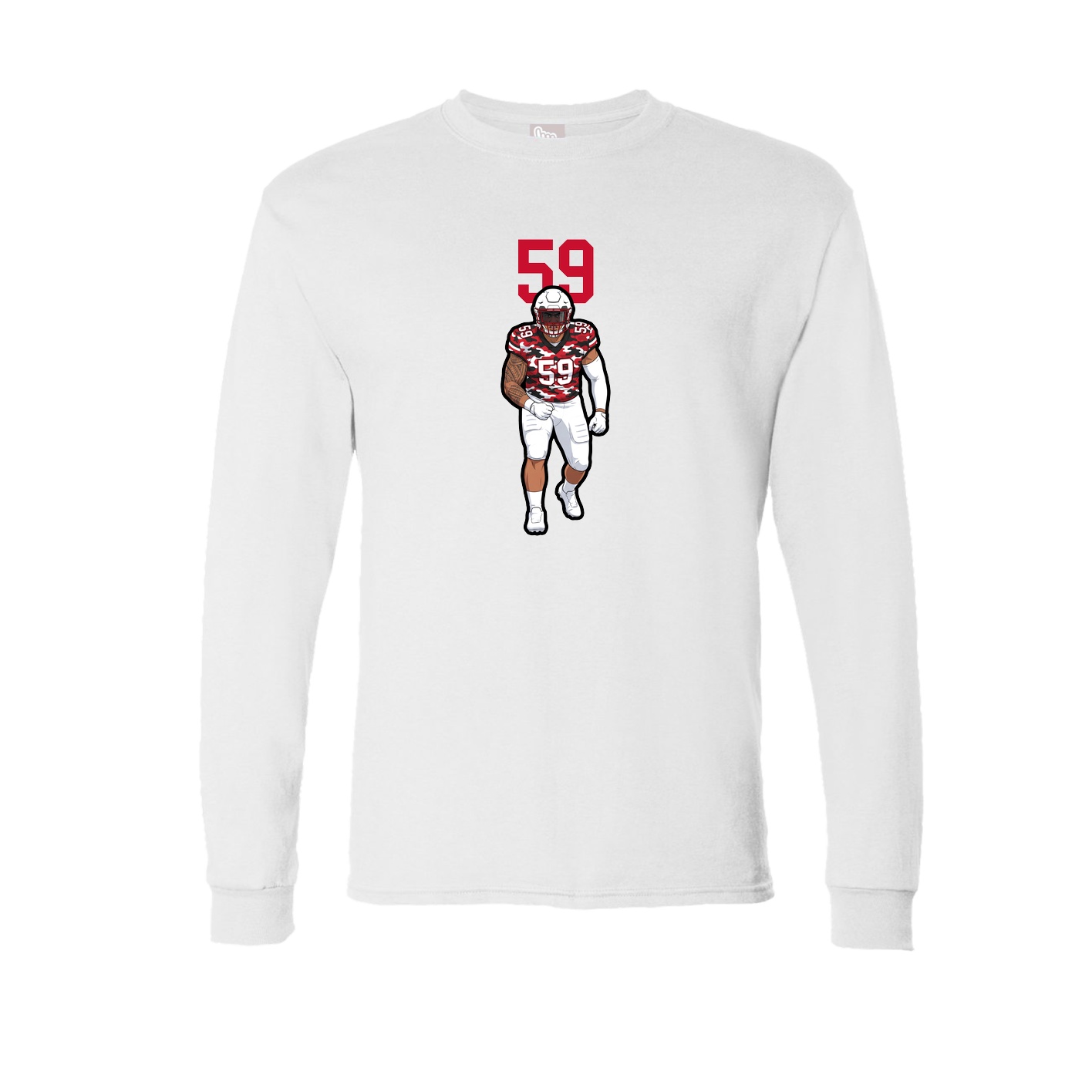 Long Sleeve Tee — Number Top in White
