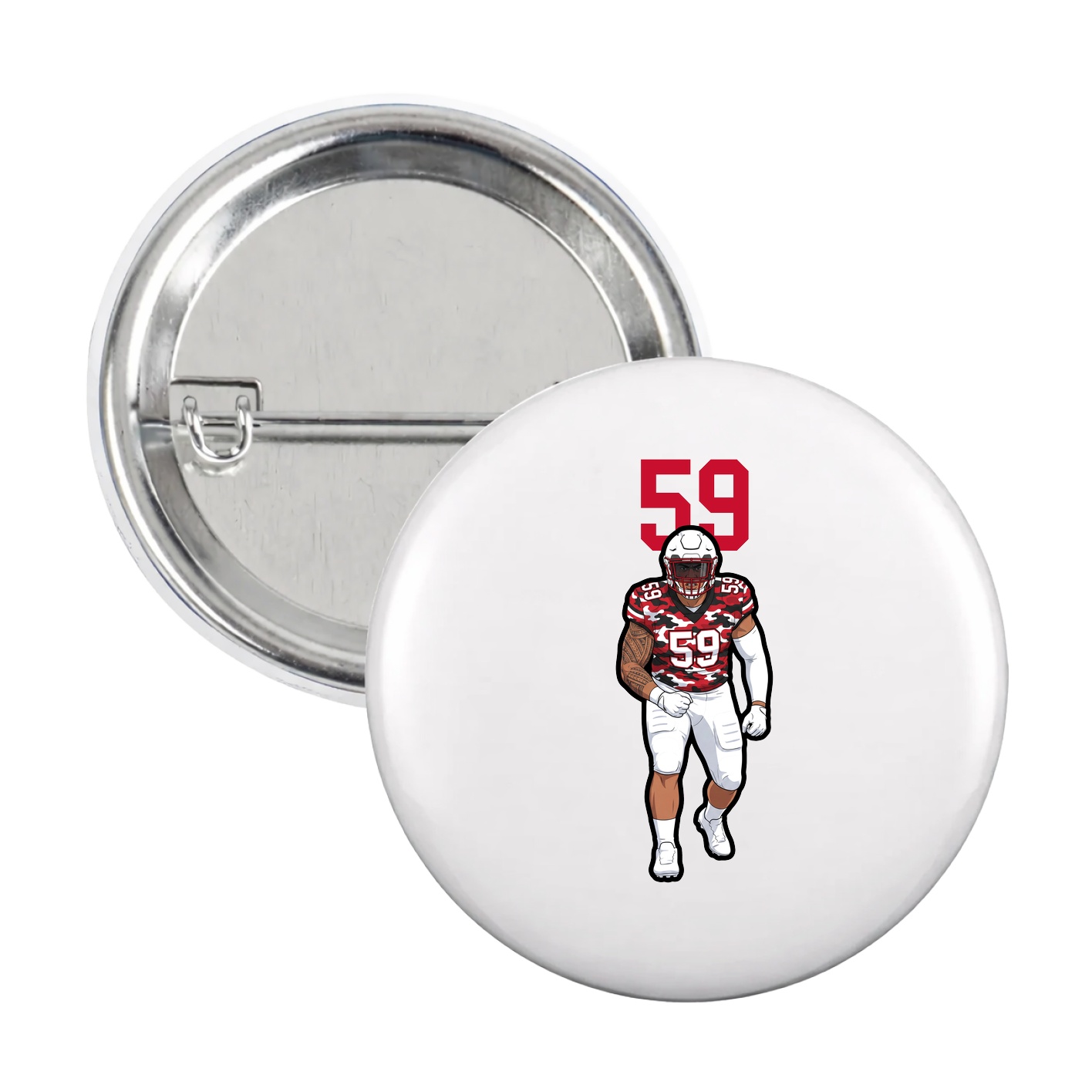 Game Day Button — Number Top in White