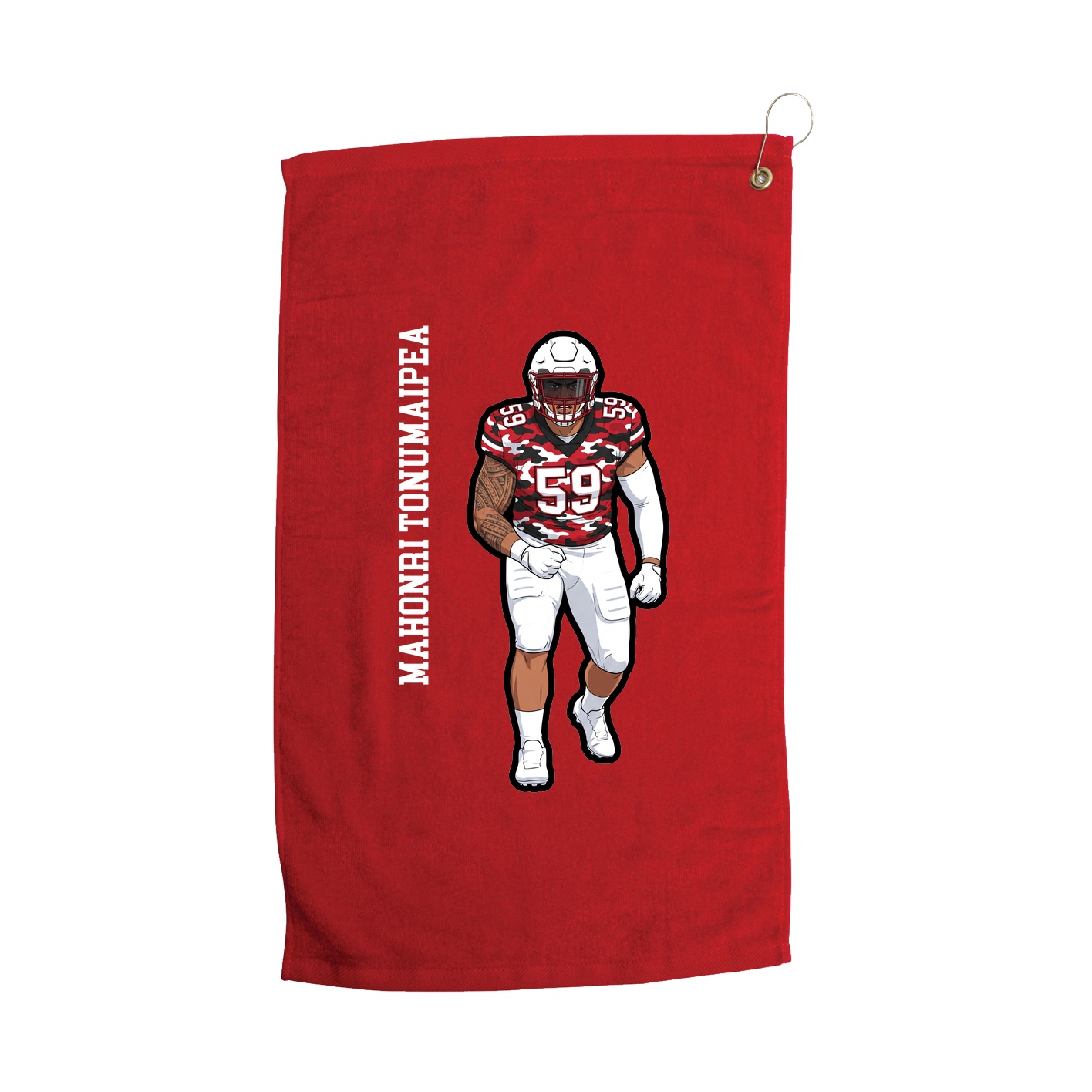 Golf Towel — Name Vertical in Red