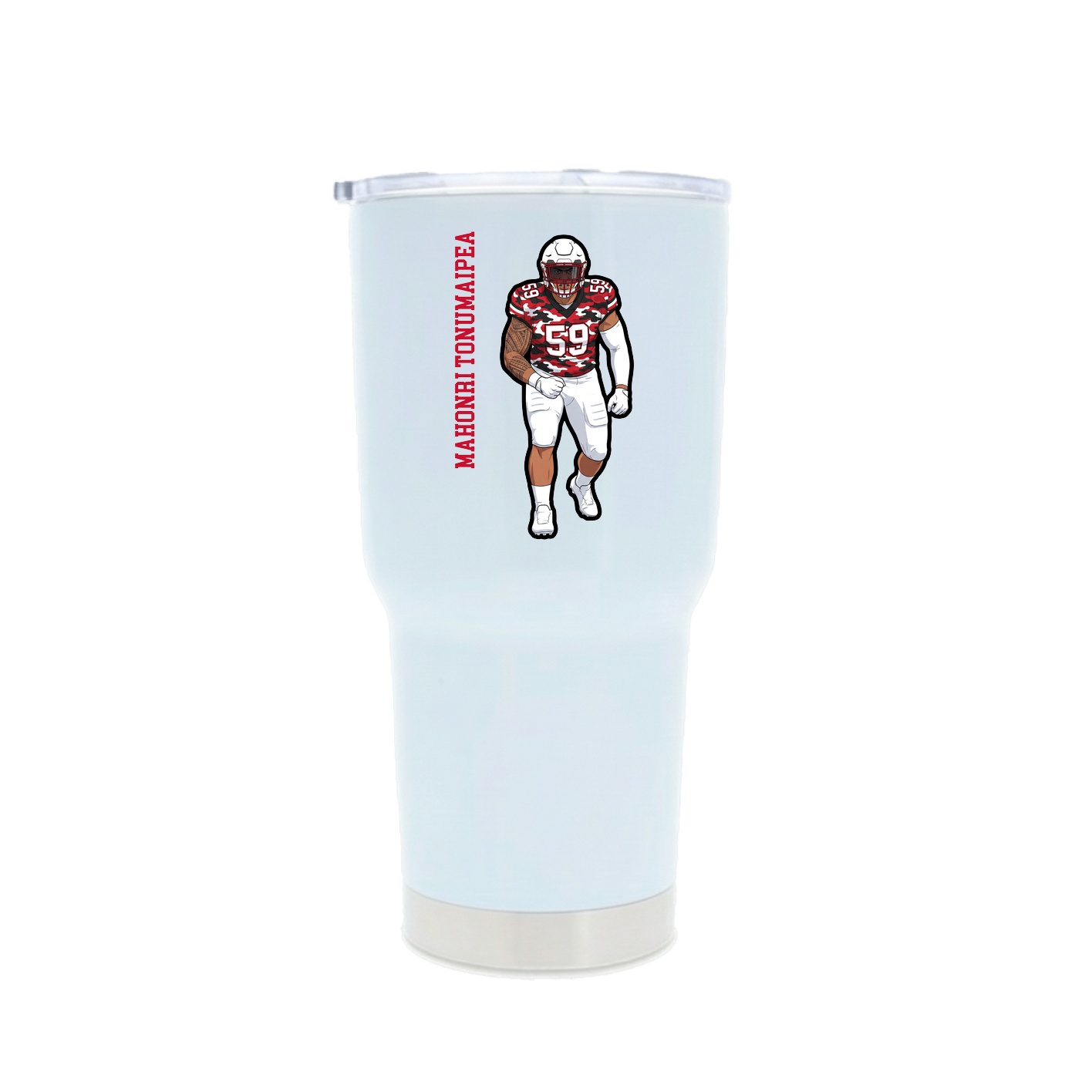 30oz Stainless Steel Tumbler — Name Vertical in White