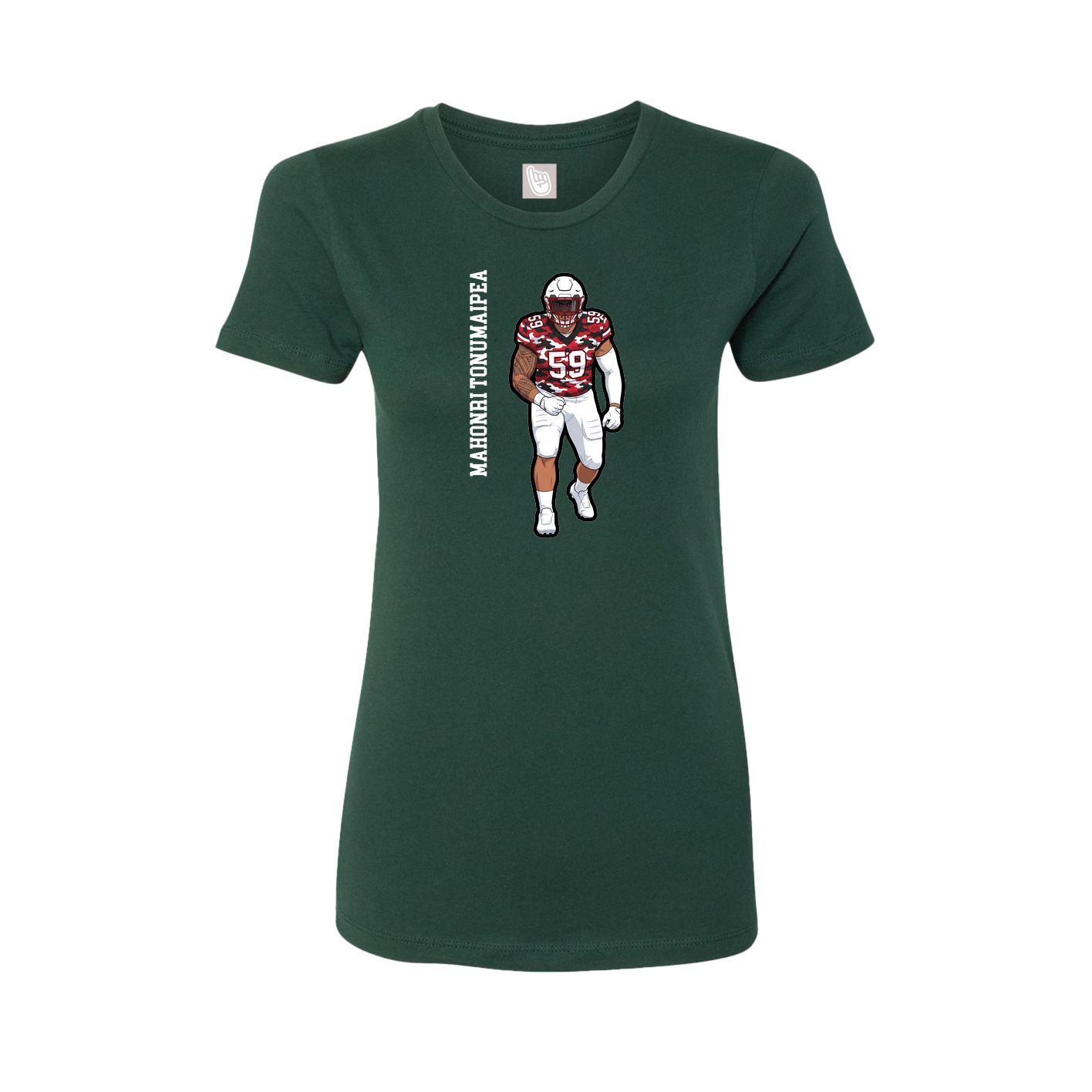 Fitted Women's Tee — Name Vertical in Green