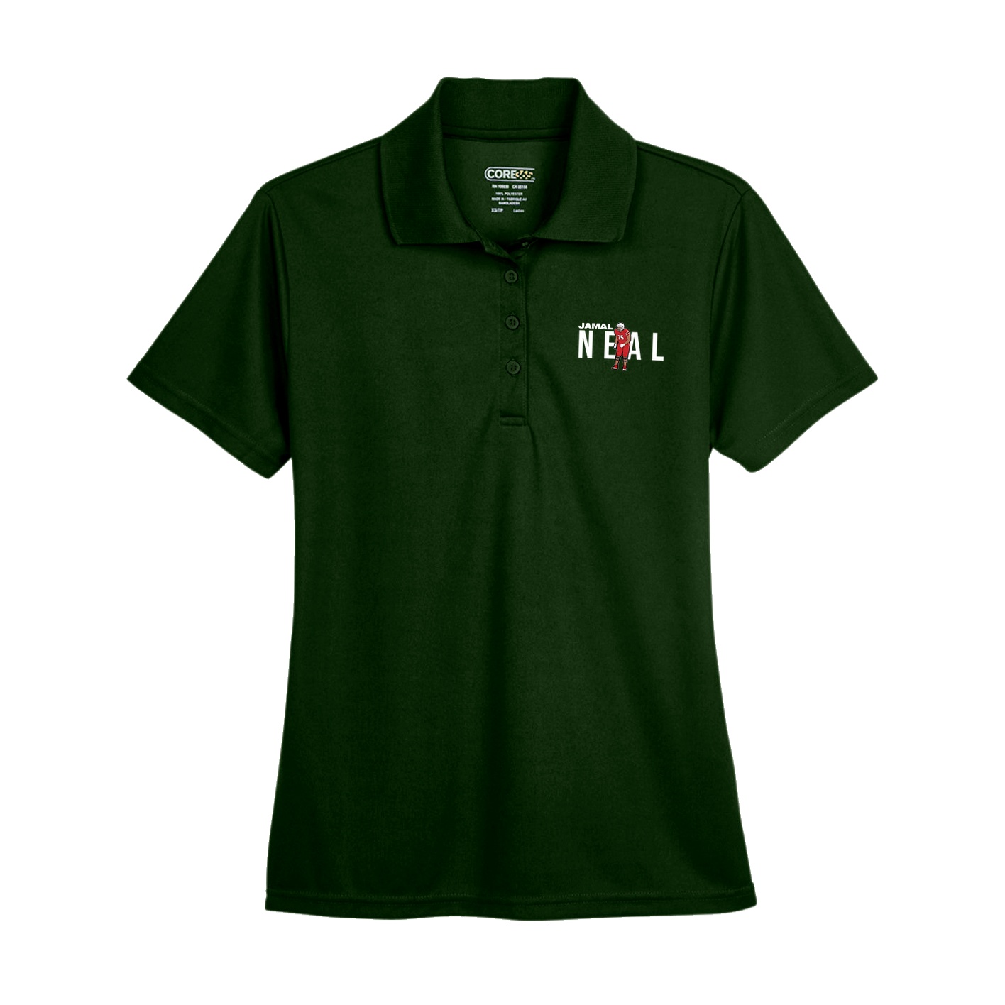 Womens Performance Polo — Player Name in Green