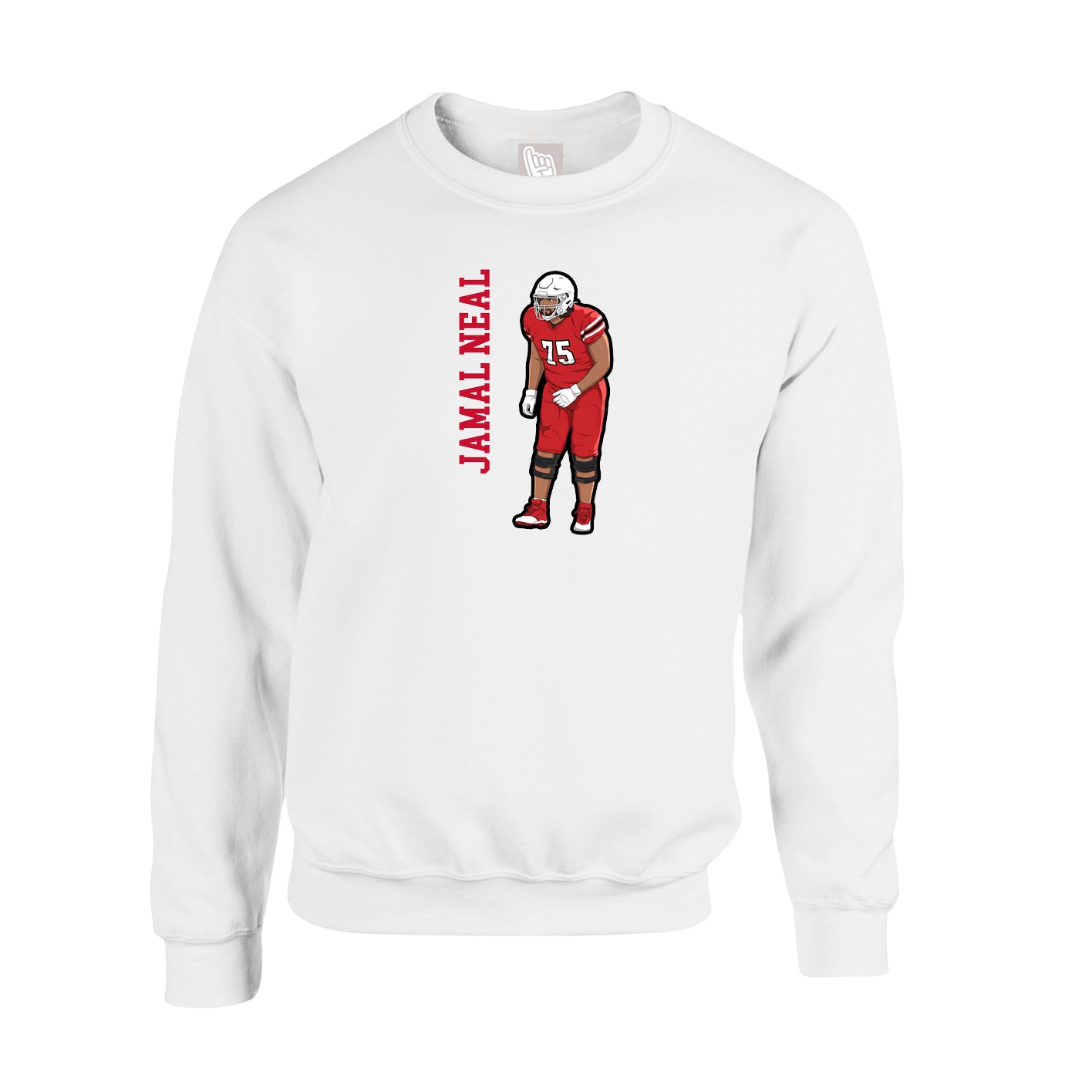 Fleece Crew — Name Vertical in White