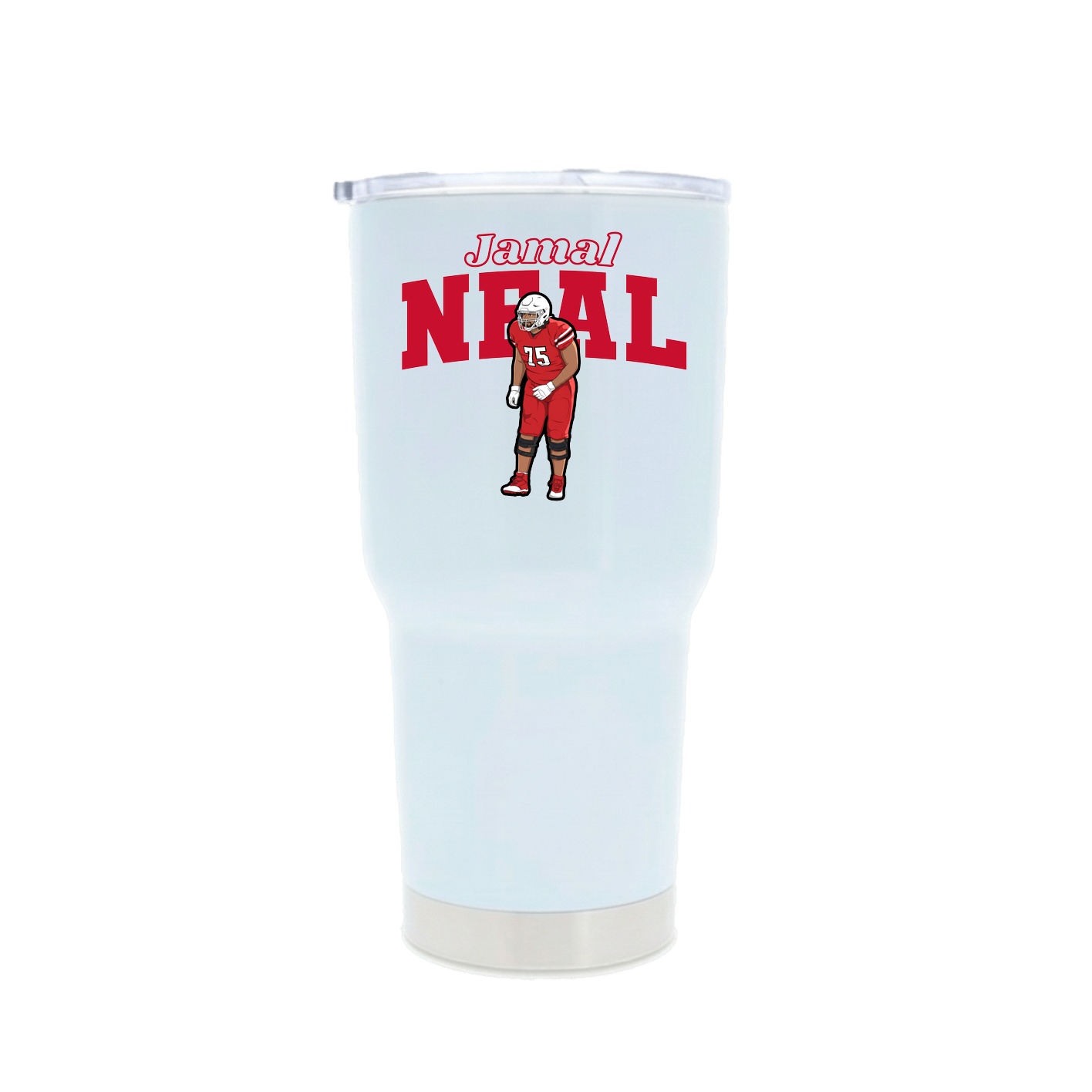 30oz Stainless Steel Tumbler — Name Arch in White