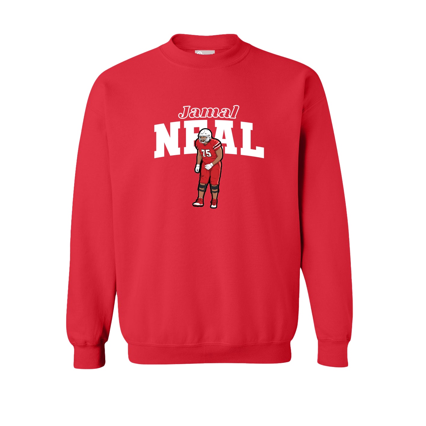 Fleece Crew — Name Arch in Red