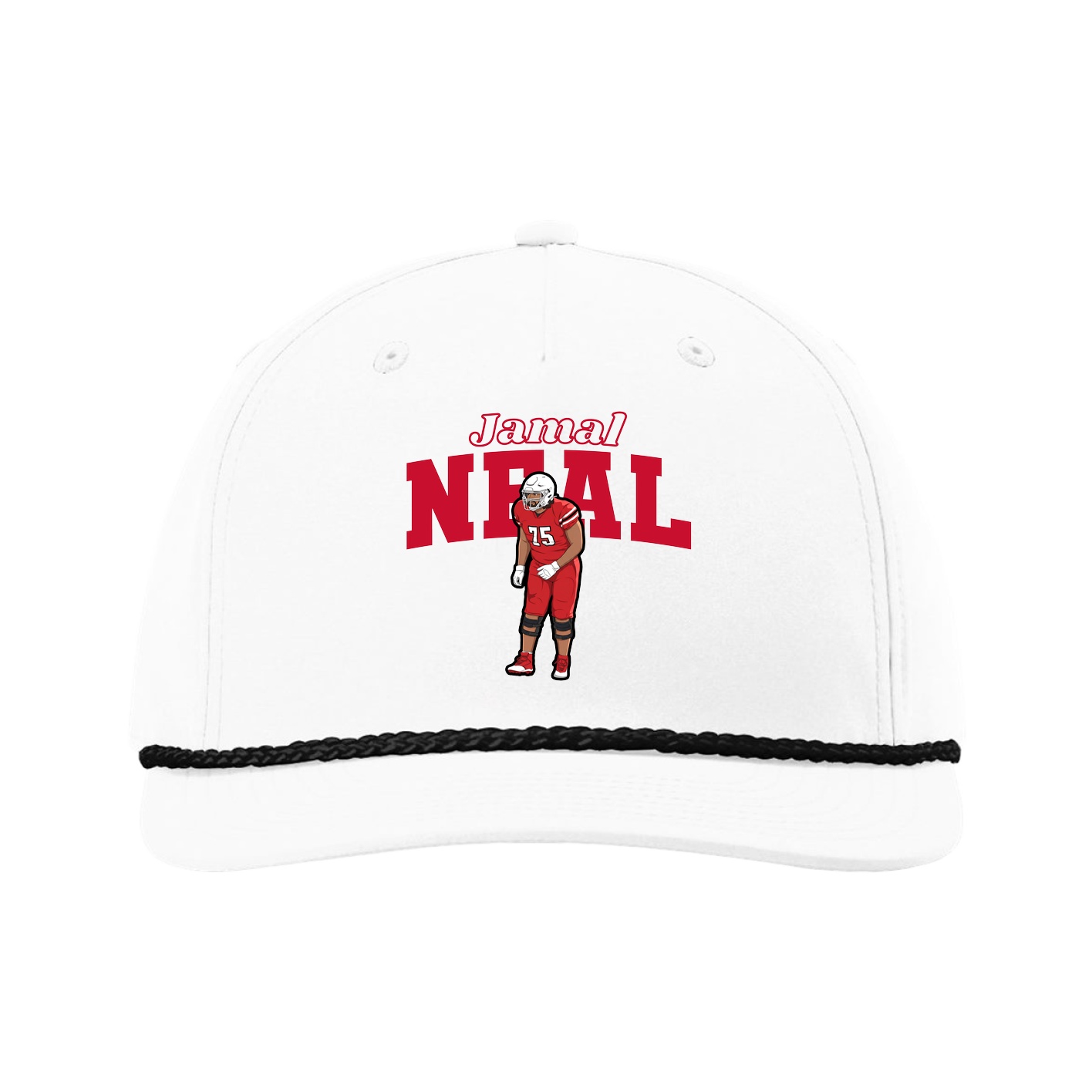 Five-Panel Classic Rope Cap — Name Arch in White